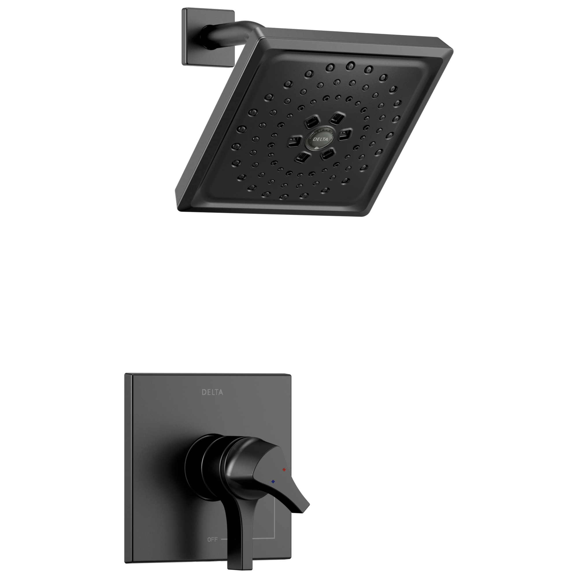 Delta T17274-BL Zura Matte Black 2-handle Multi-function 6.63-Inches Rectangle Shower Faucet