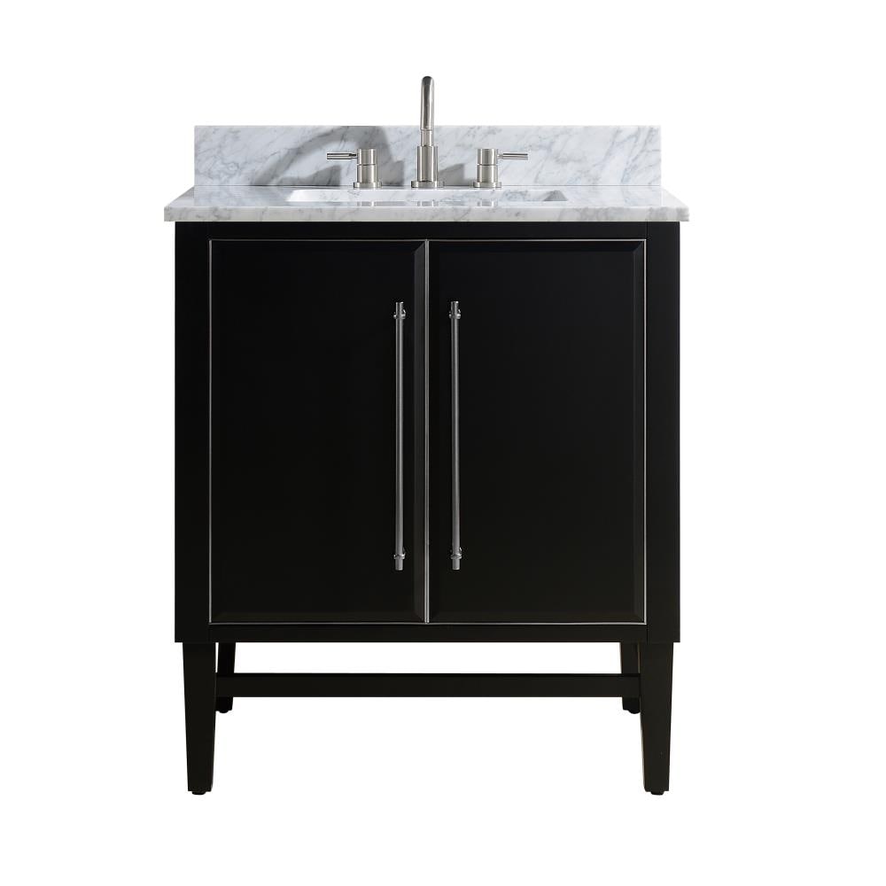 Avanity MASON-VS31-BKS-C Mason 30-in Black Undermount Single sink Bathroom Vanity with Carrara White Marble Top