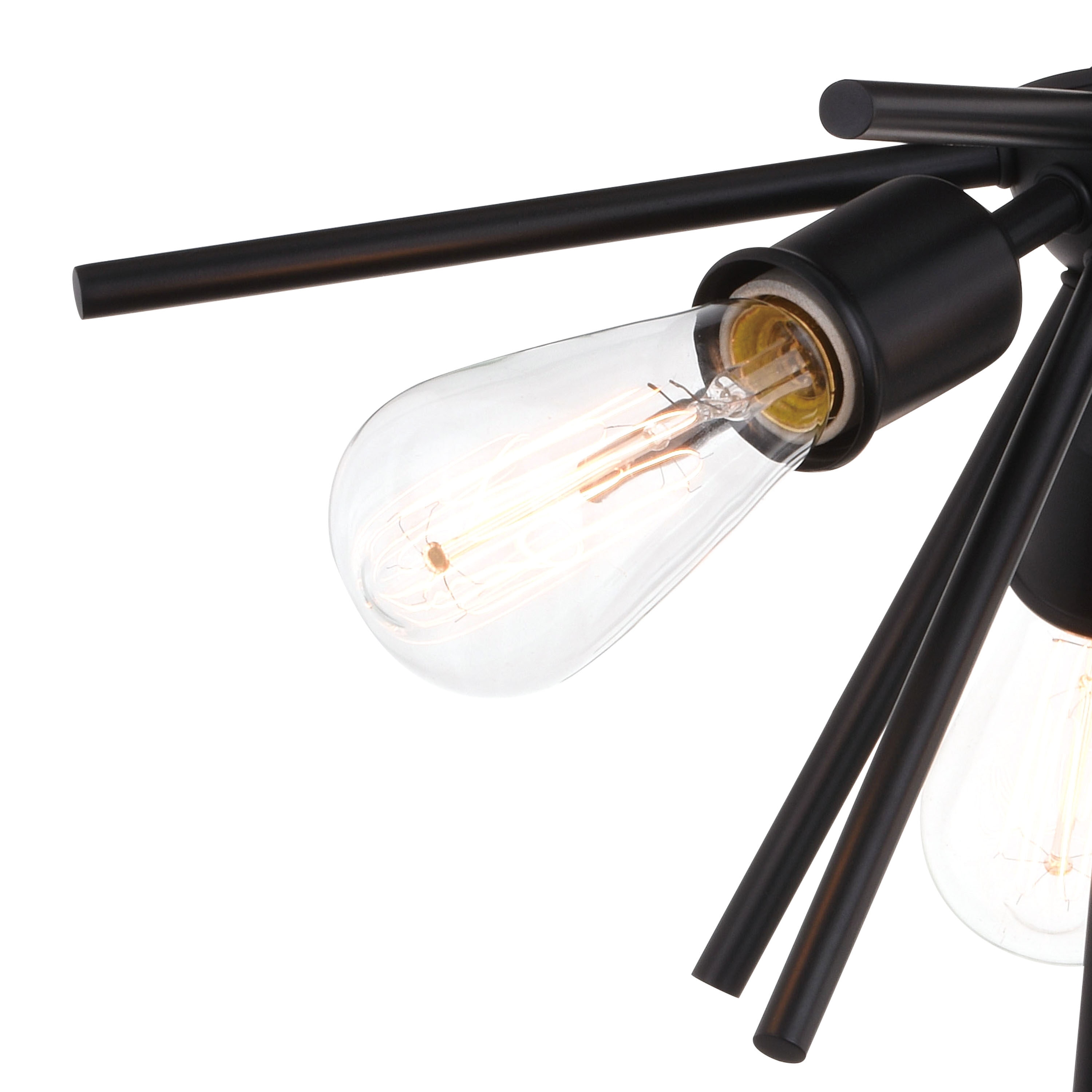 Matte Black Sputnik Semi-Flush Mount with Edison Filament Bulbs