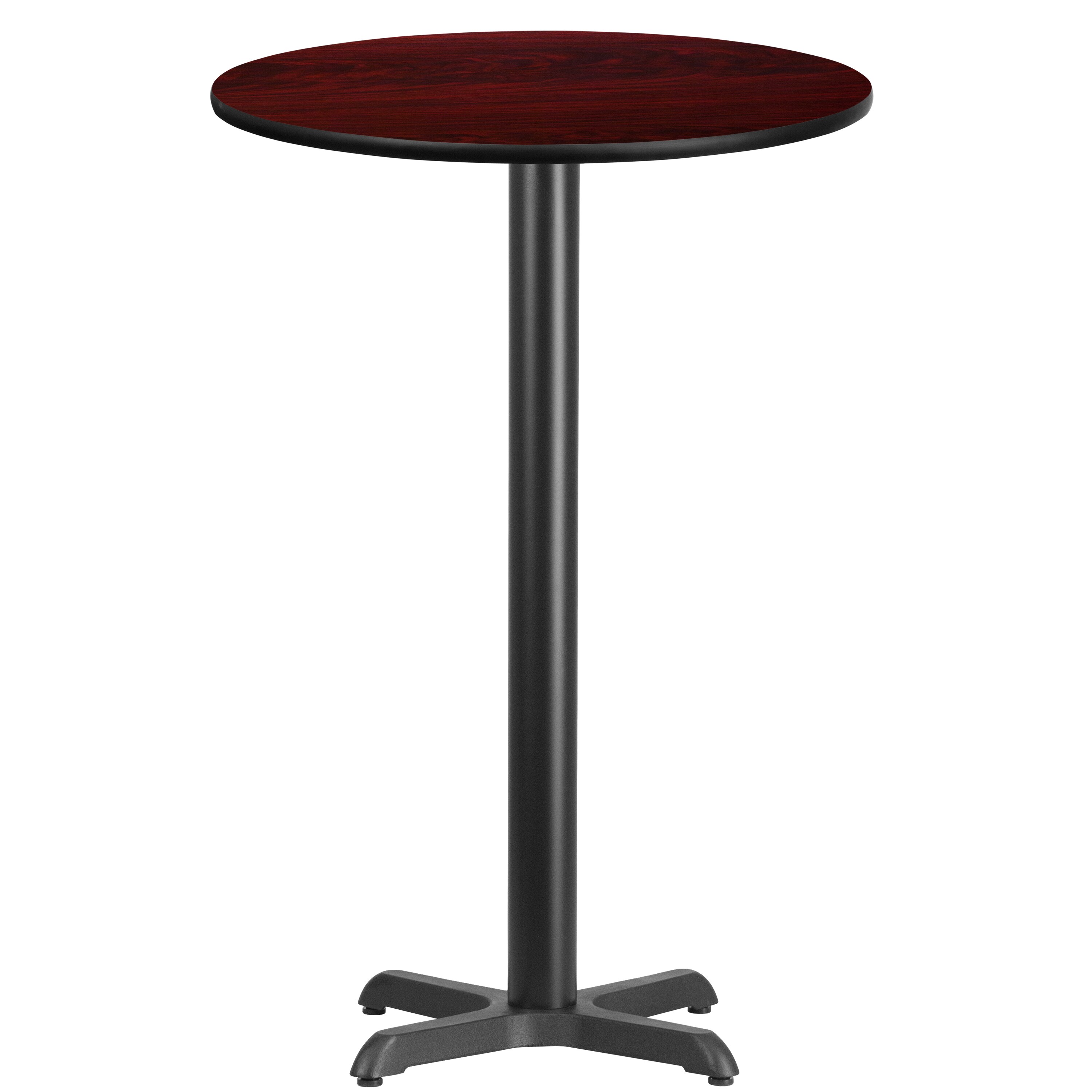 Flash Furniture 889142007586 Mahogany Round Contemporary/Modern Bar Table, Wood veneer with Black Metal 24-Inches L x 43.13-Inches H