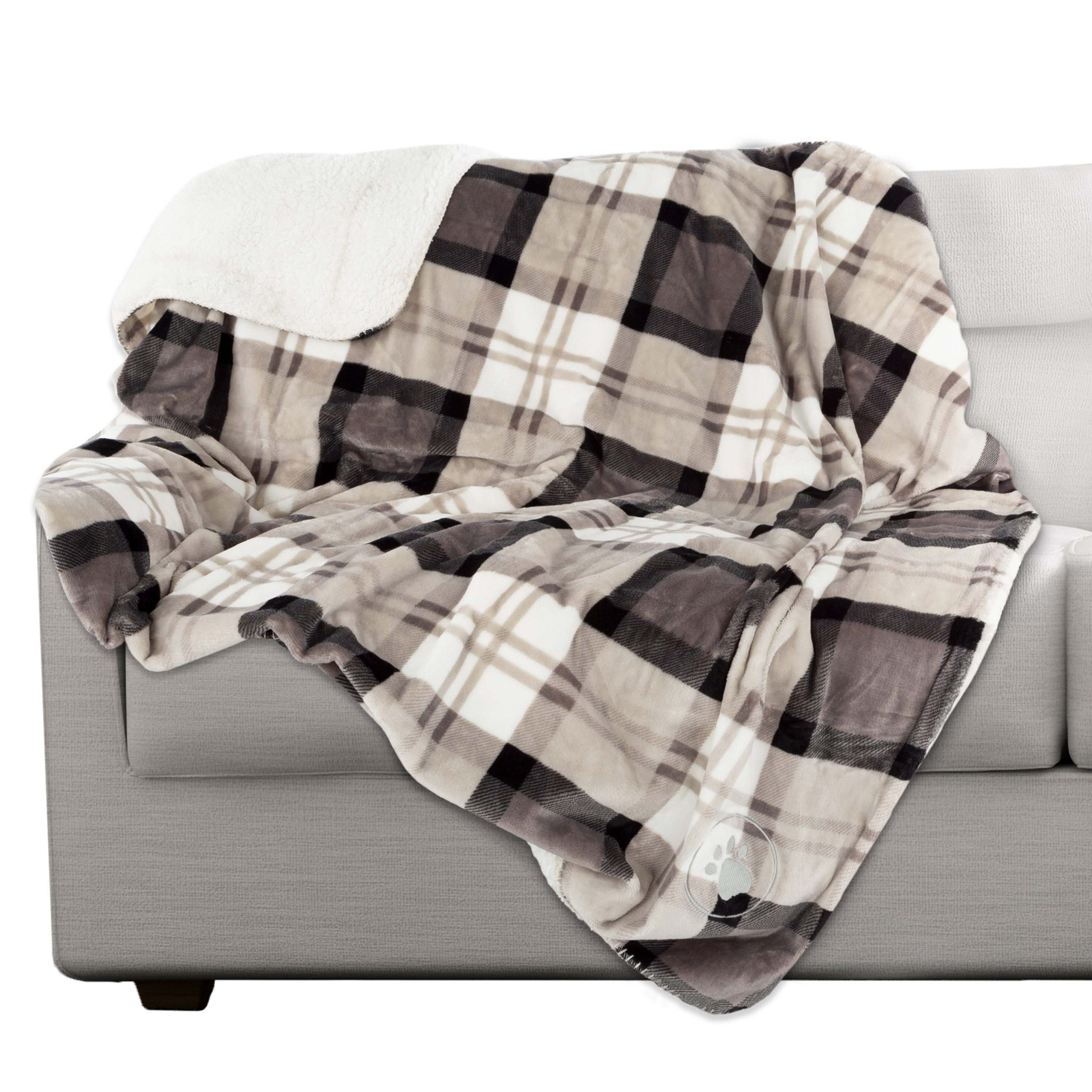 PETMAKER 265320VFD Gray Plaid 50-in x 60-in Fleece Blanket