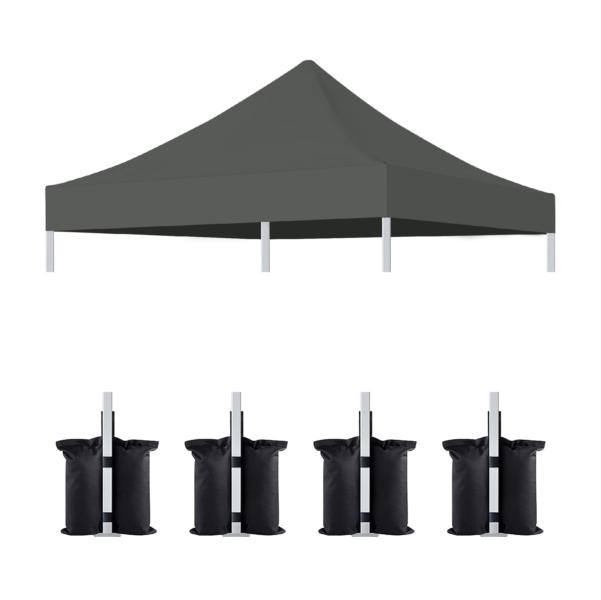 LOVMOR SF-H-W419P287602 10x10 Canopy Replacement Top for Pop Up Canopy Tent and 4PC Pack Canopy Weight Bag only cover and 4pcs sandbag not include frame Gray
