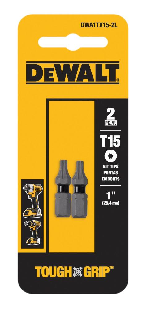 DEWALT DWA1TX15-2L Toughgrip 1-in T15 Torx Screwdriver Bit (2-Piece)