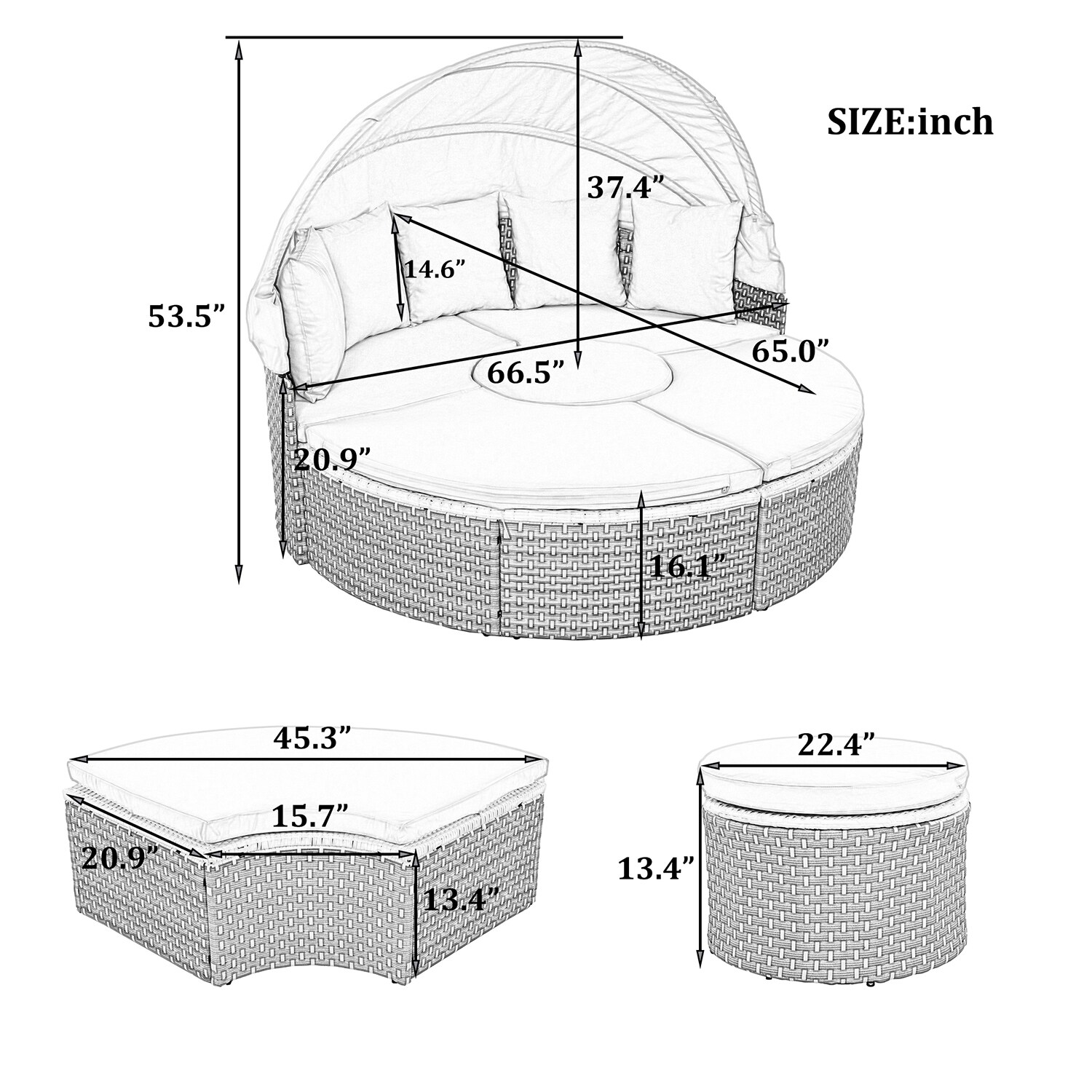 SINOFURN SYA010495GY Patio-Sofas-Daybeds - View #4