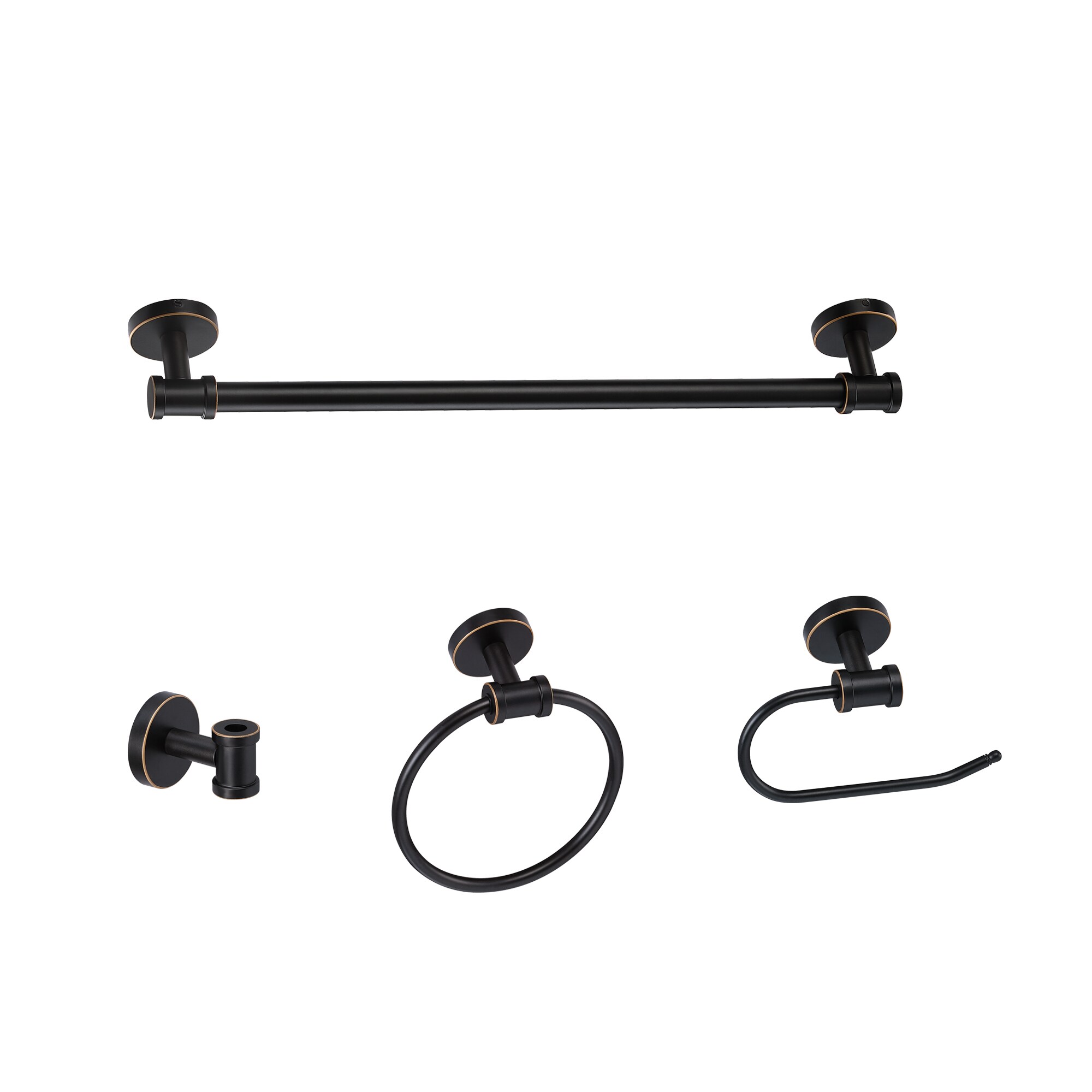 Sir Faucet TOHLAR-028 4 -Piece BLACK Decorative Bathroom Hardware Set Towel Bar, Towel Ring ,Robe Hook Included
