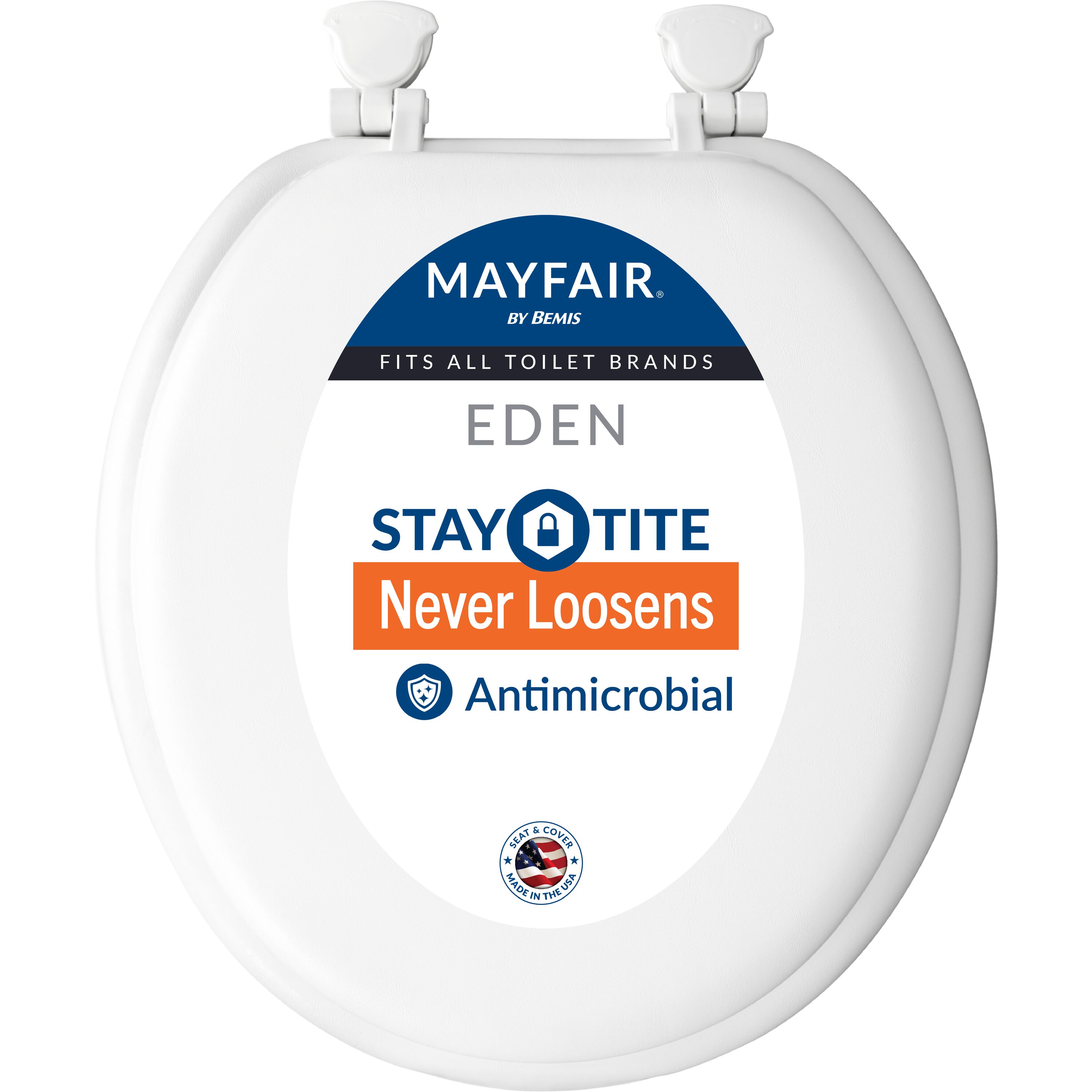 Mayfair by Bemis - Eden Cushioned vinyl White Round Padded Toilet Seat