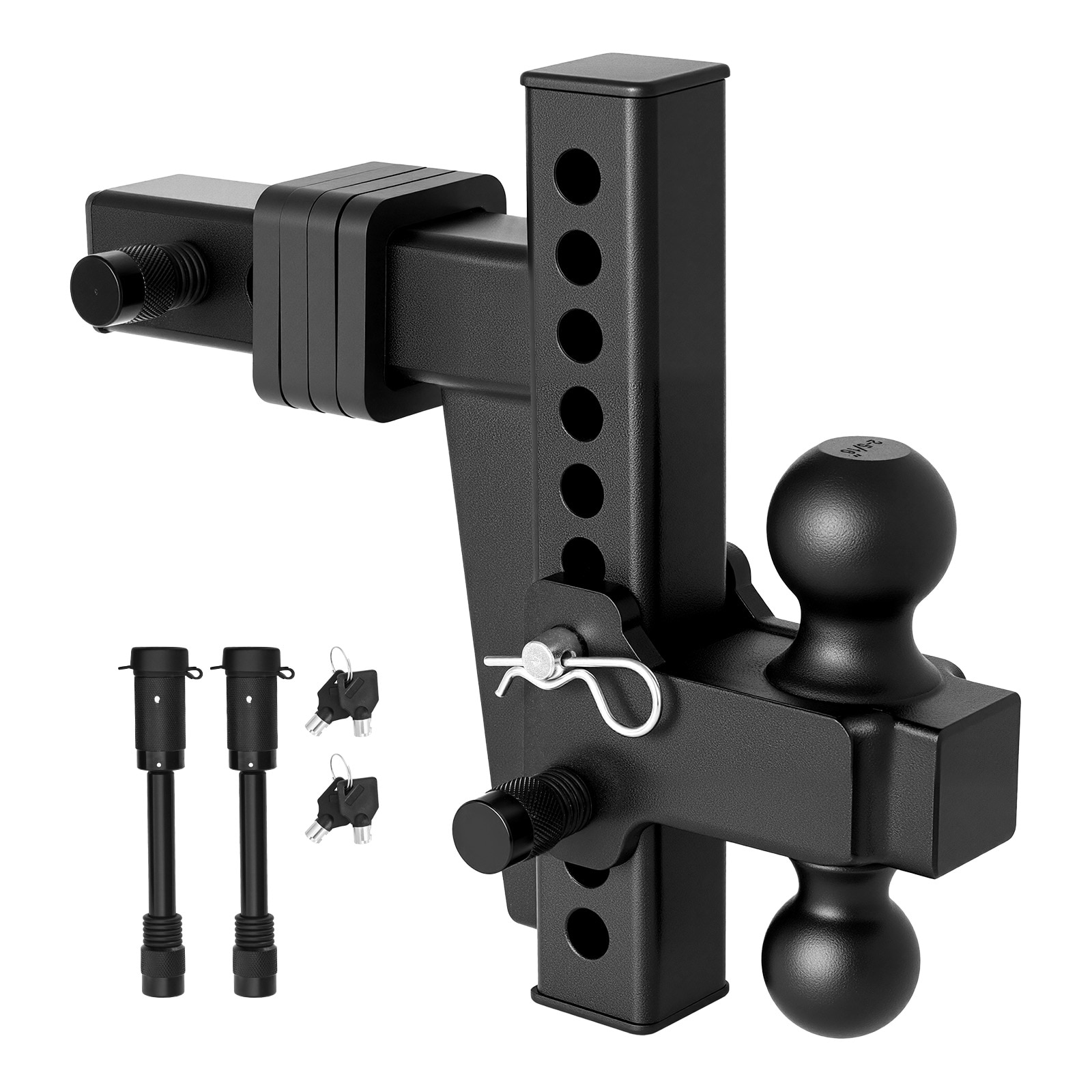 VEVOR Adjustable Trailer Hitch  Fit 2 Inch Receiver  Trailer Hitch Mount with 2 Inch and 2-5/16 Inch Balls  18500 lbs GTW  8 Inch Drop  Towing Ball Mounts for RVs  Off-Road Vehicles and Trucks  Black
