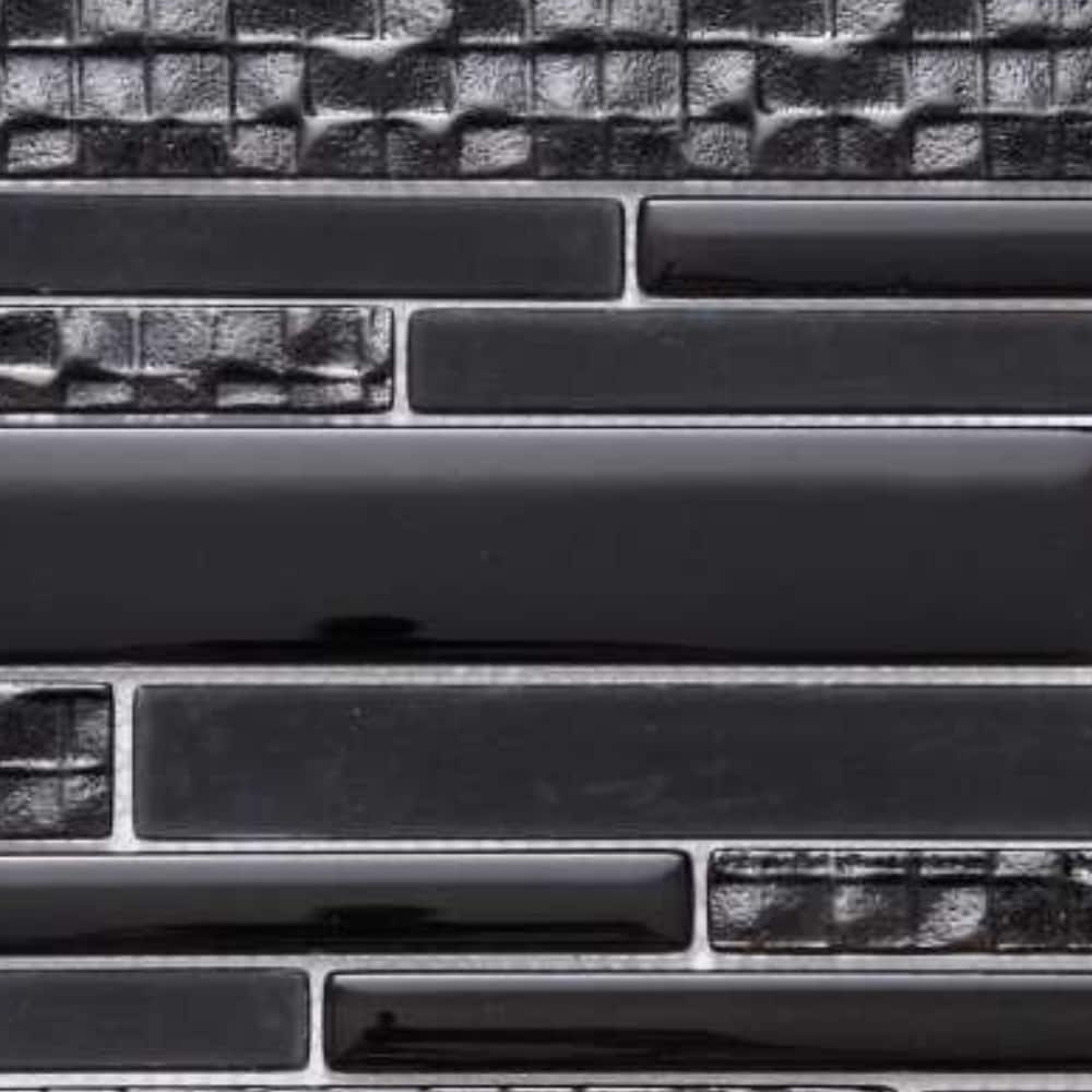 Karma Black 12x12 Textured Glass Mosaic Wall Tile