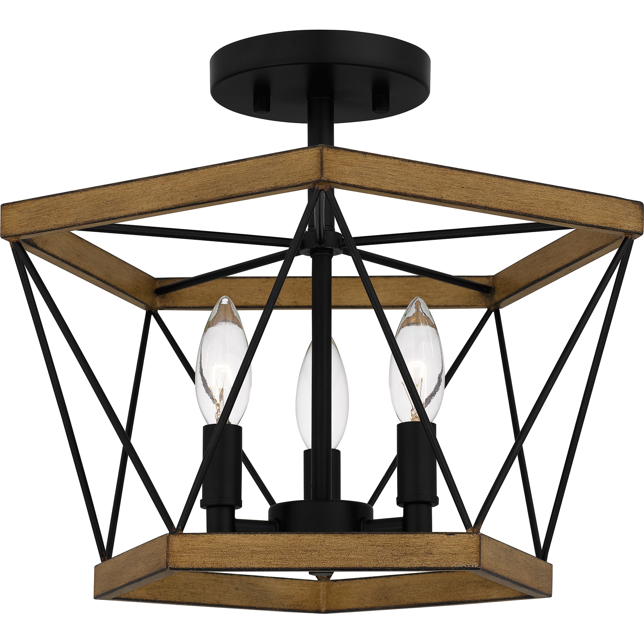 Quoizel QSF5595AWN Wintergreen 3-Light 15-in Brown Semi mount light