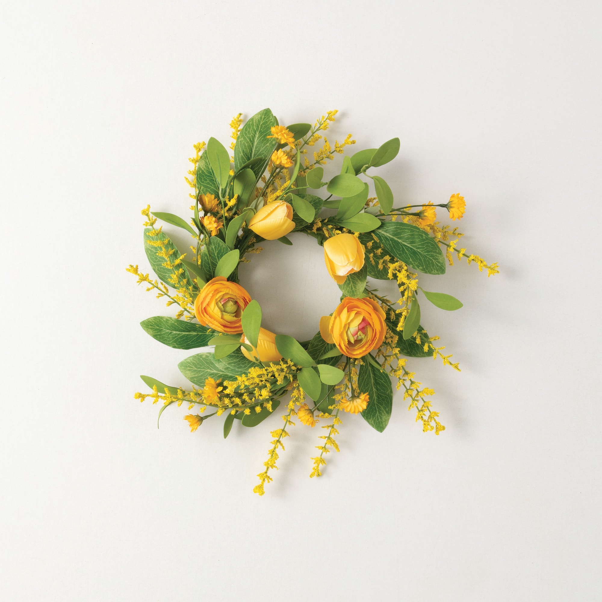 Sullivans RNC4 14.5-Inches Yellow Indoor Desktop Ranunculus Artificial wreath