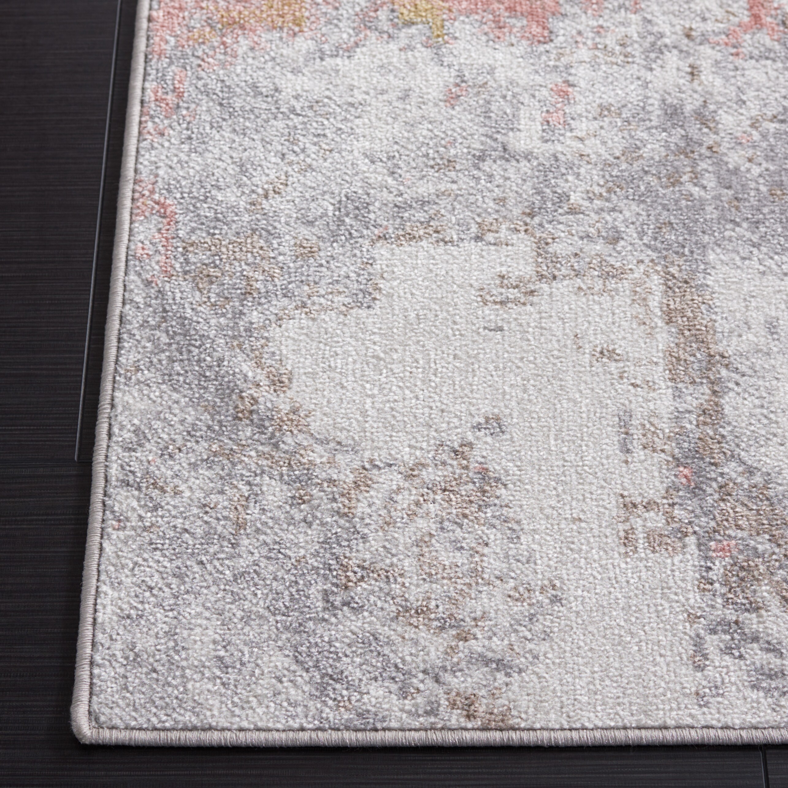 Ivory and Grey Flat Woven Synthetic Runner Rug