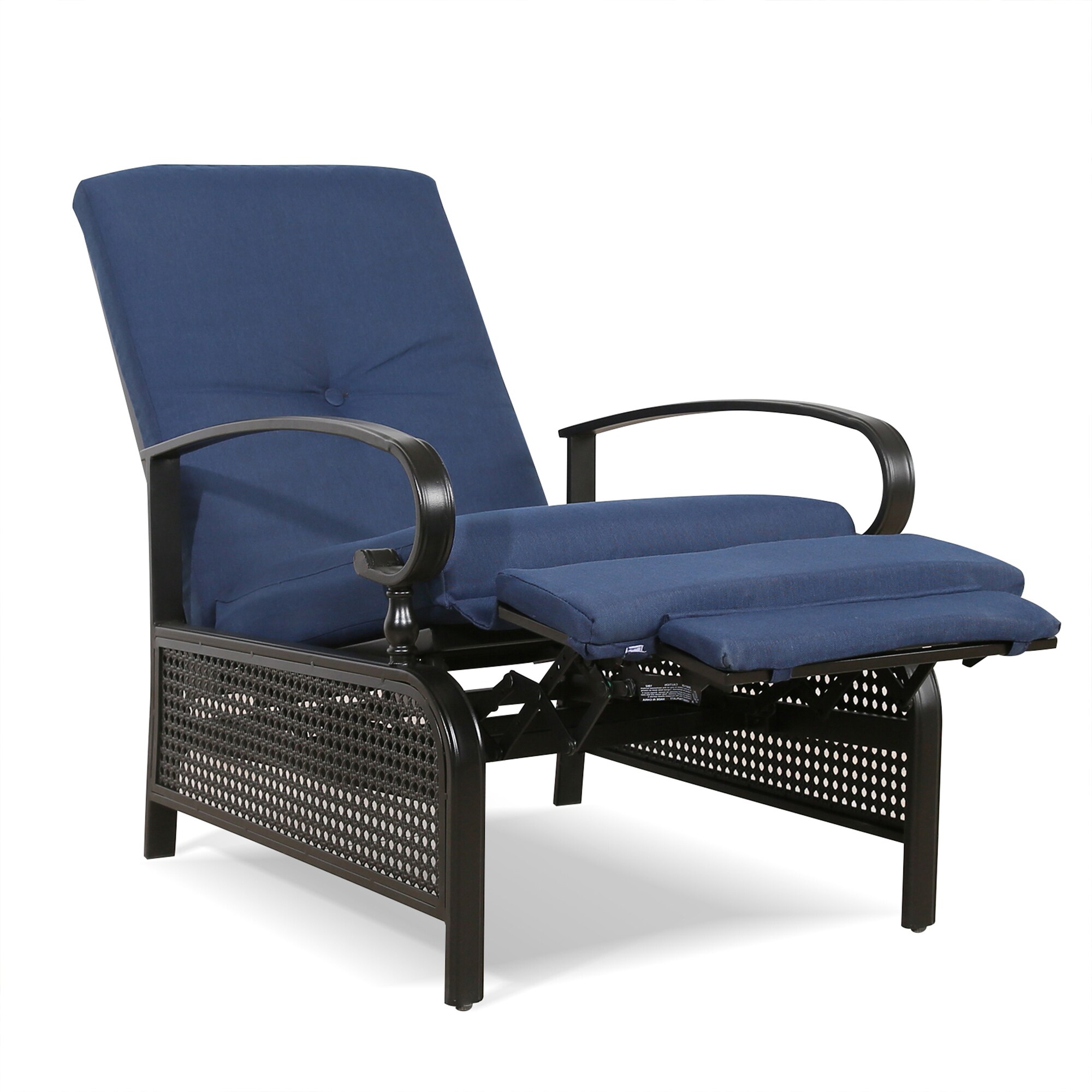 PEAK HOME FURNISHINGS Recliner Chair Wicker Black Metal Frame Stationary Recliner  Chair(s) with Red Olefin Cushioned Seat in the Patio Chairs department at