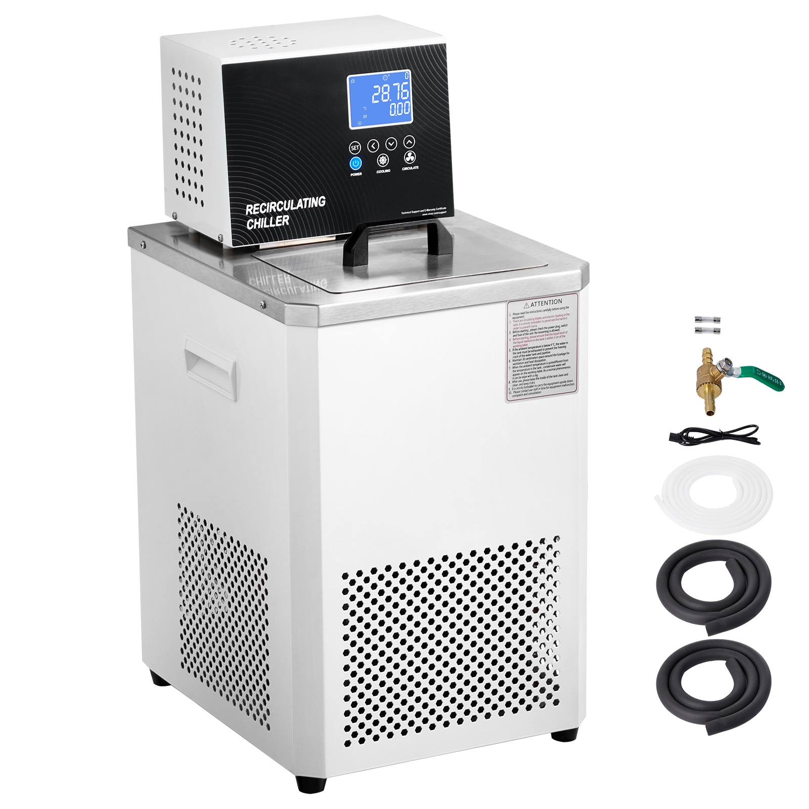 VEVOR SCSYSXHLQQ6L04555V1 Laboratory Chiller Circulator 6L Chiller Lab Low Temperature Cooling Liquid -4°F-212°F Circulator Pump Chiller LCD Display 304 Stainless Steel Water Bath Recirculating Water Cooling Chiller