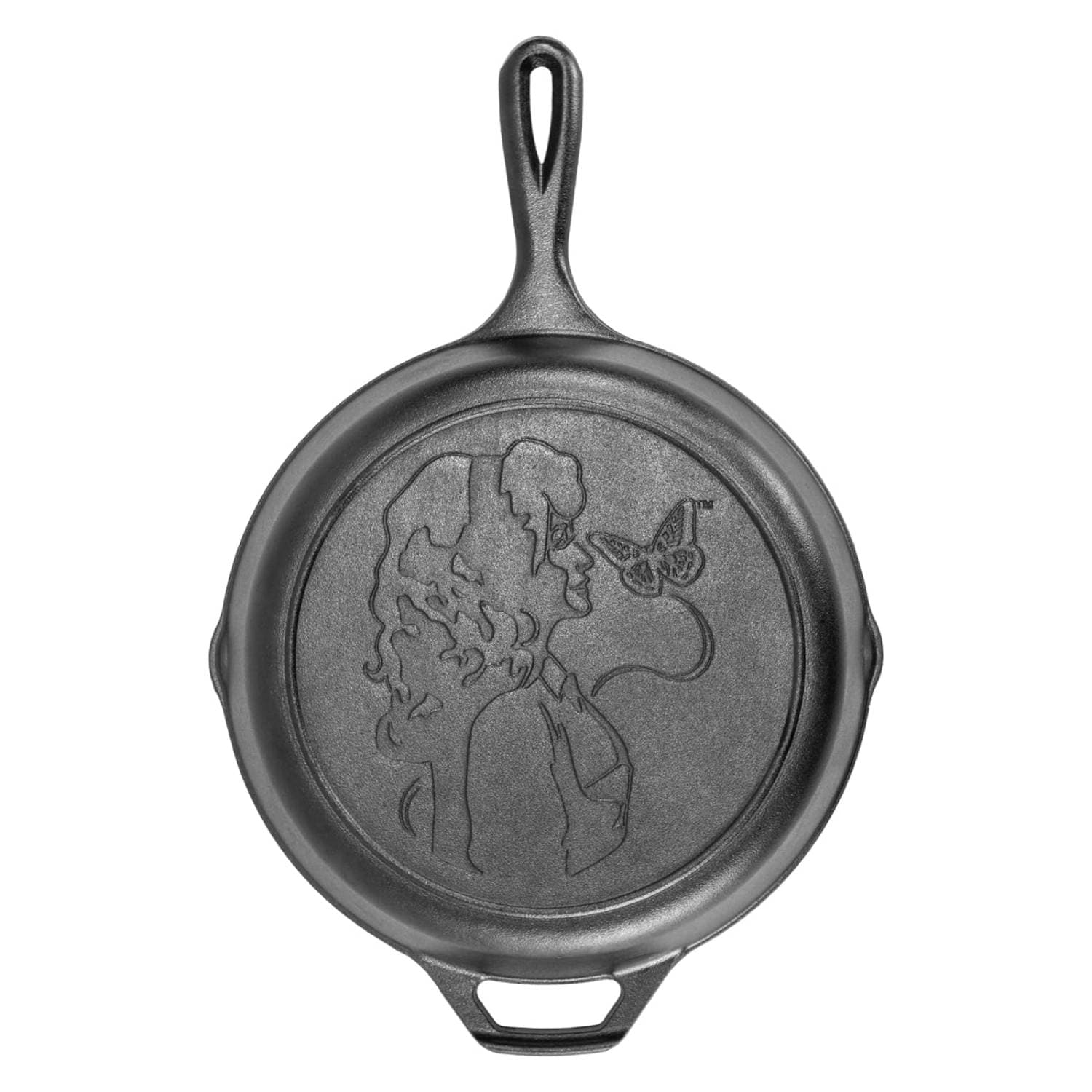 Lehman's 1774142 Lodge Cast Iron Skillet - Dolly Parton Profile and Butterfly Design Seasoned Cookware for Home or Camp Kitchen - 10.25 in dia