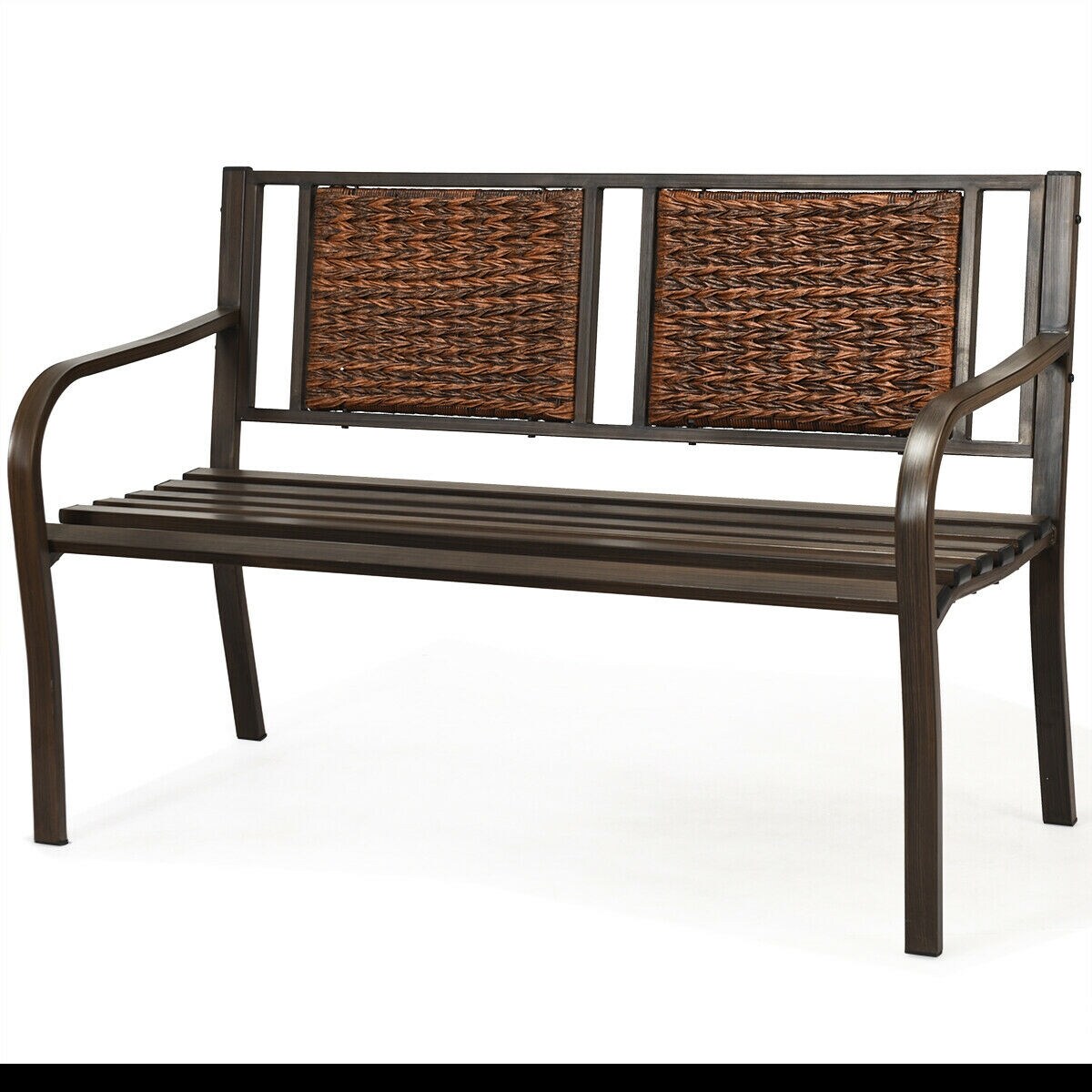 Steel wicker garden bench new arrivals