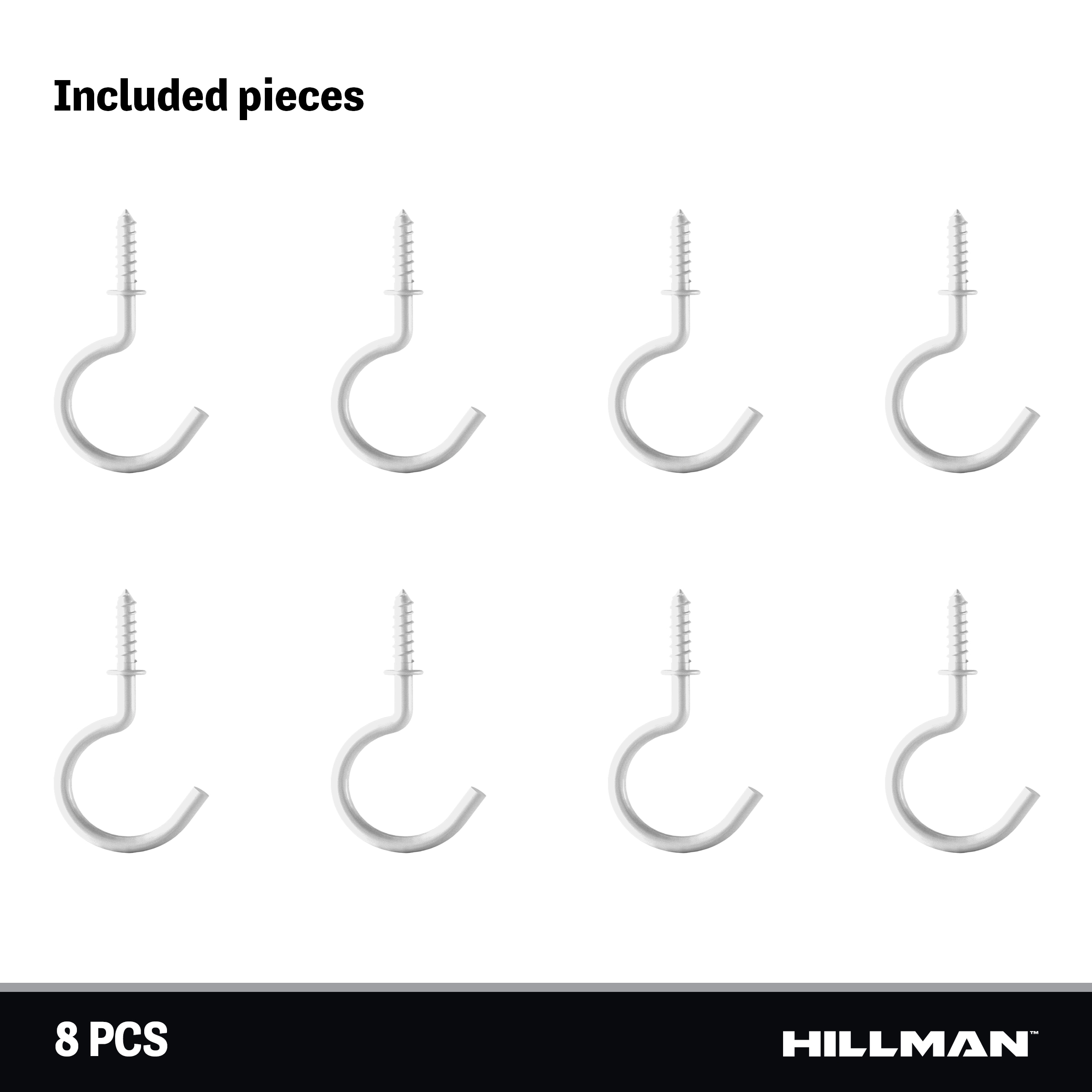 Hillman Steel Vinyl Mug Cup Hooks, Screw-In, Nickel-Plated, 7/8-in, 8-pk