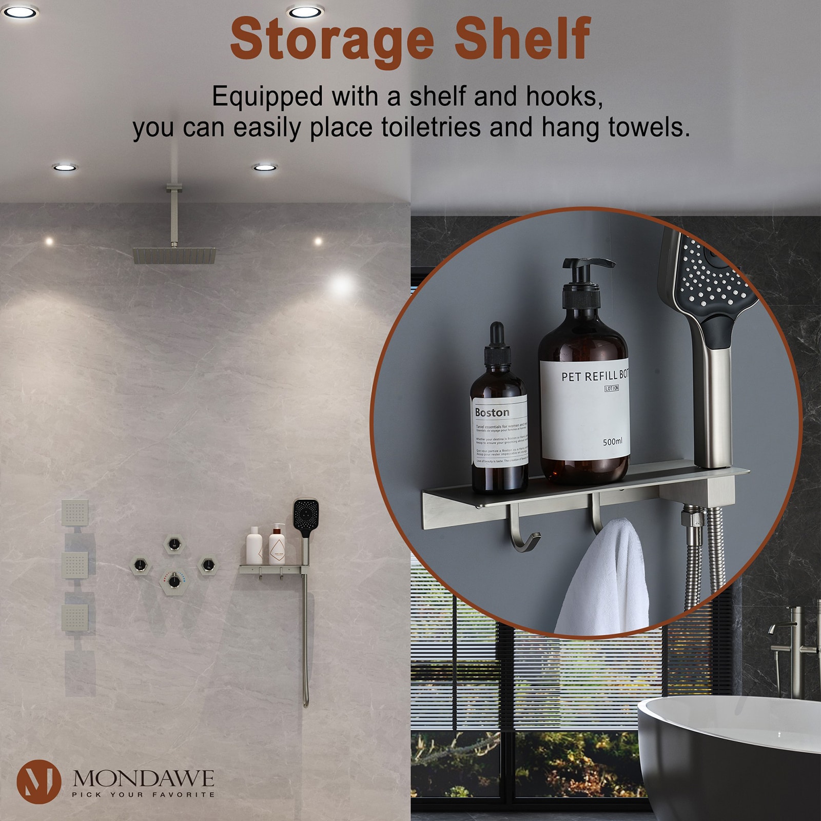 Mondawe MO-DT161MB Showerhead-Bar-Panels - View #6
