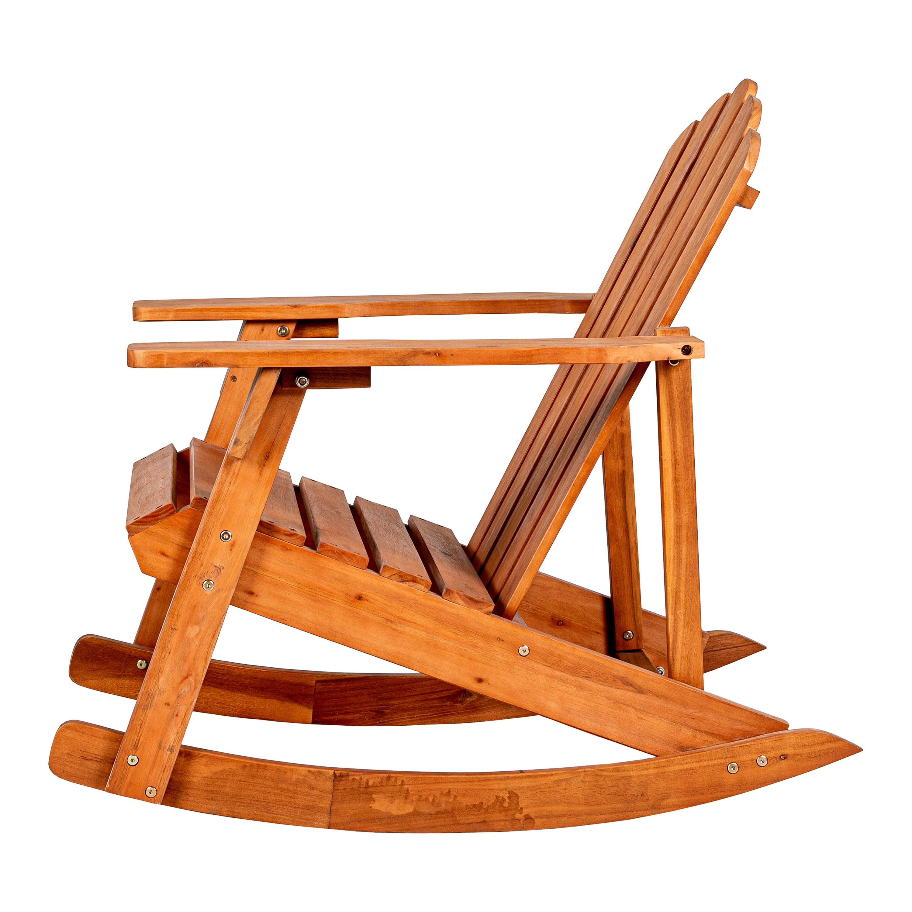 Light Brown Acacia Wood Adirondack Rocking Chair