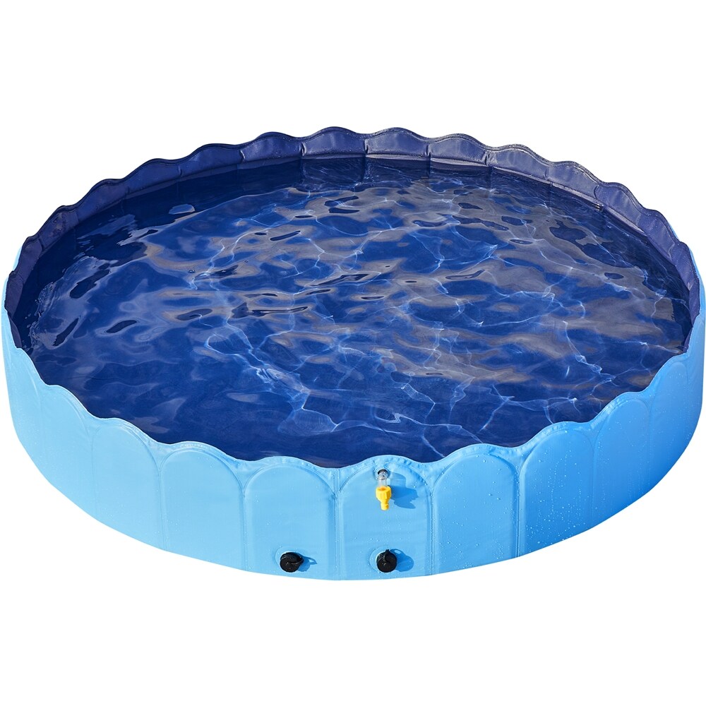 Yaheetech Blue XXXL Foldable Plastic Dog Swimming Pool with Sprinkler for Pet Dogs