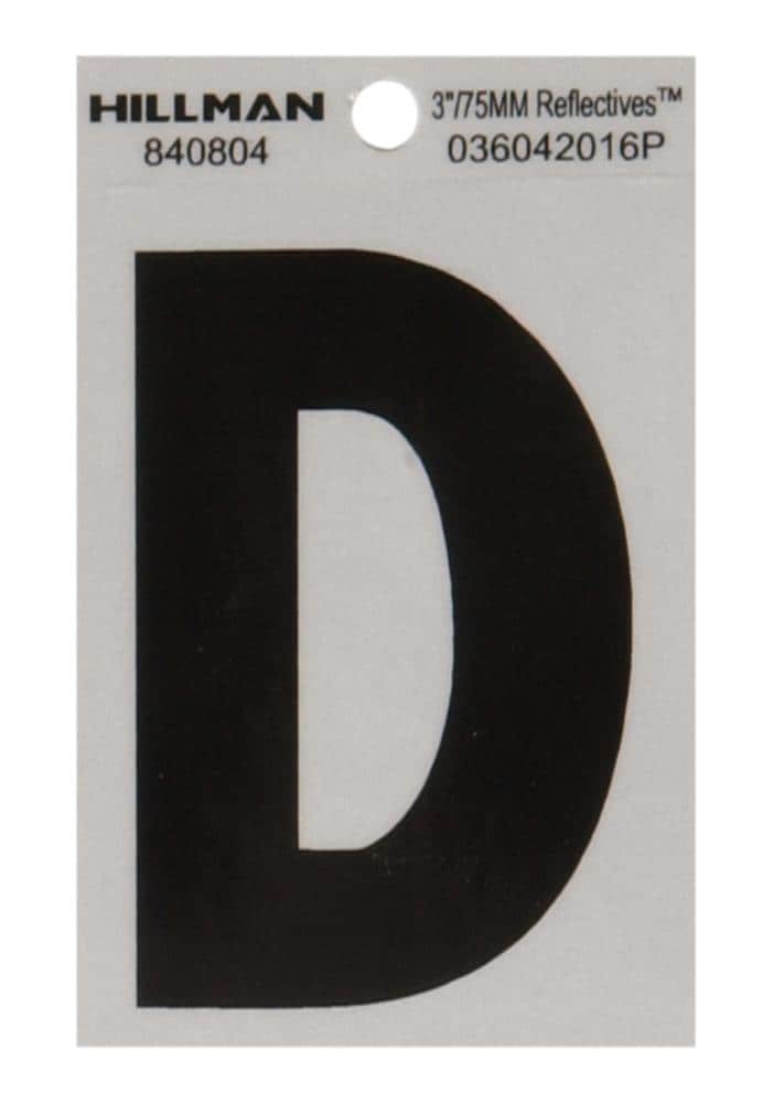 Hillman 840804 3-in Reflective Black/White Letter D