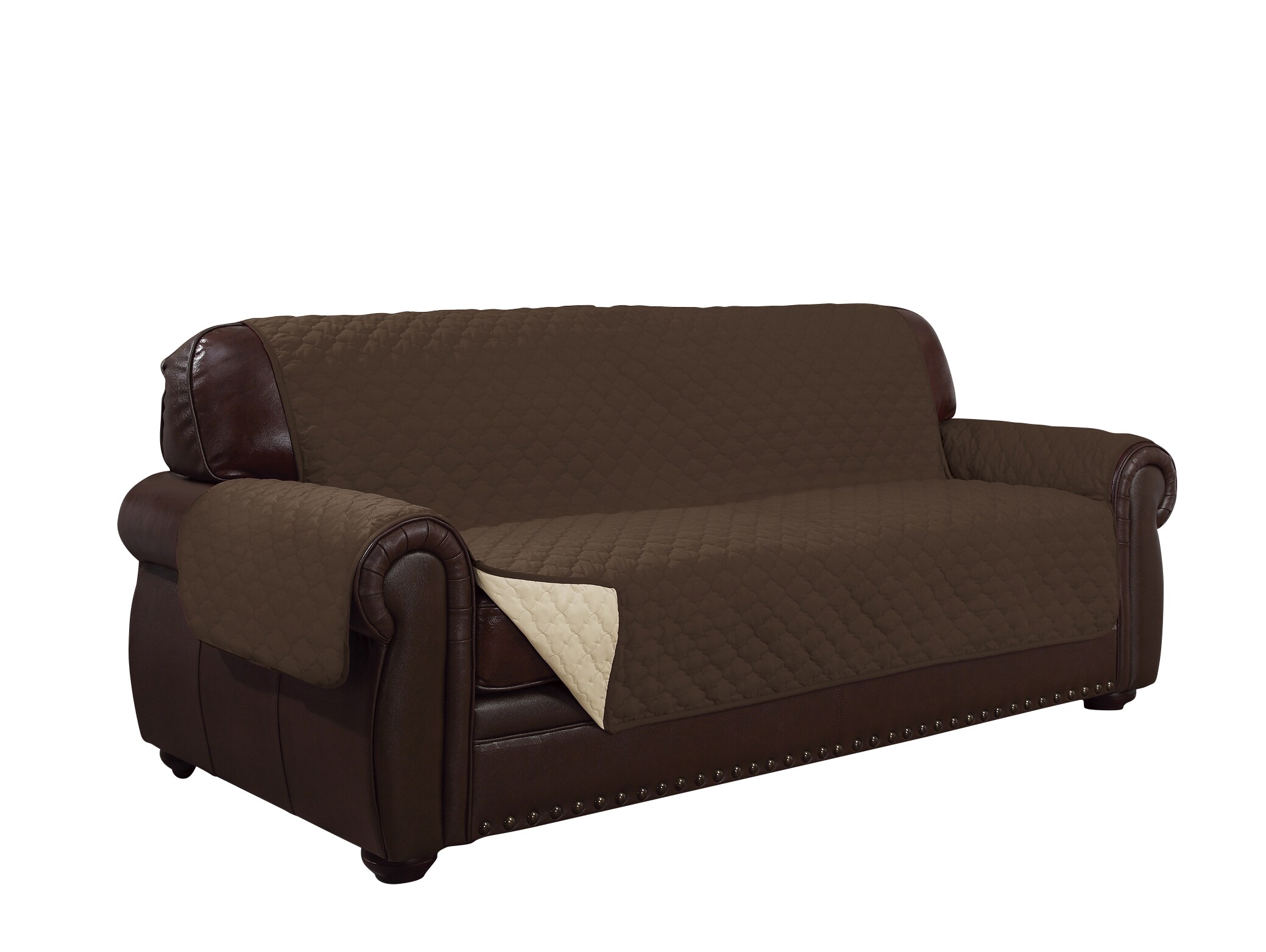 J&V TEXTILES Brown Microsuede Sofa Slipcover 124-in W x 40-in H x 76-in D #PRTCTR SOFA BROWN