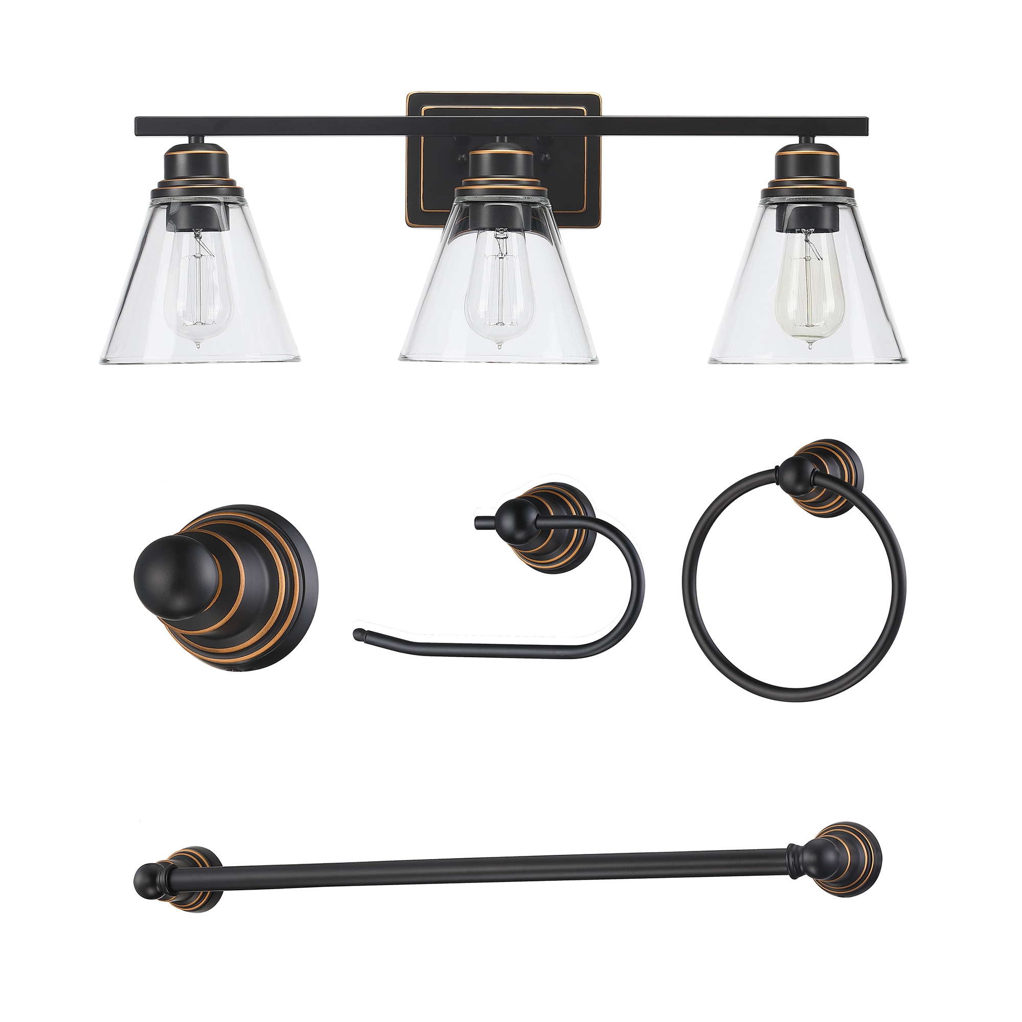 WELLFOR TTC81113ORB TC Vanity Light 26-in 3 -Light Oil-rubbed Bronze Modern/contemporary Vanity light