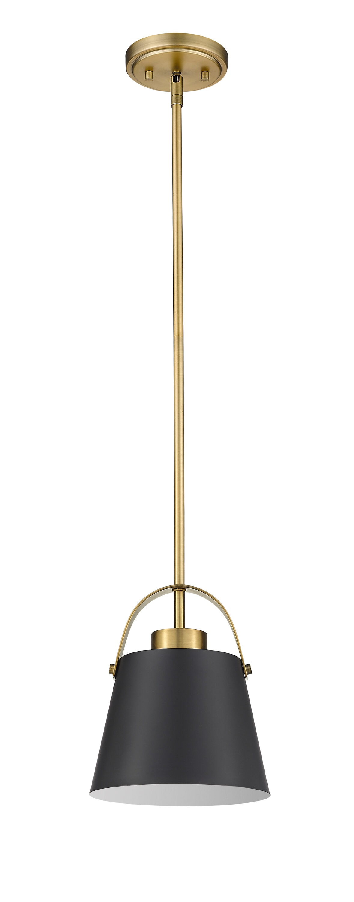 Contemporary Matte Black & Heritage Brass Mini Pendant Light