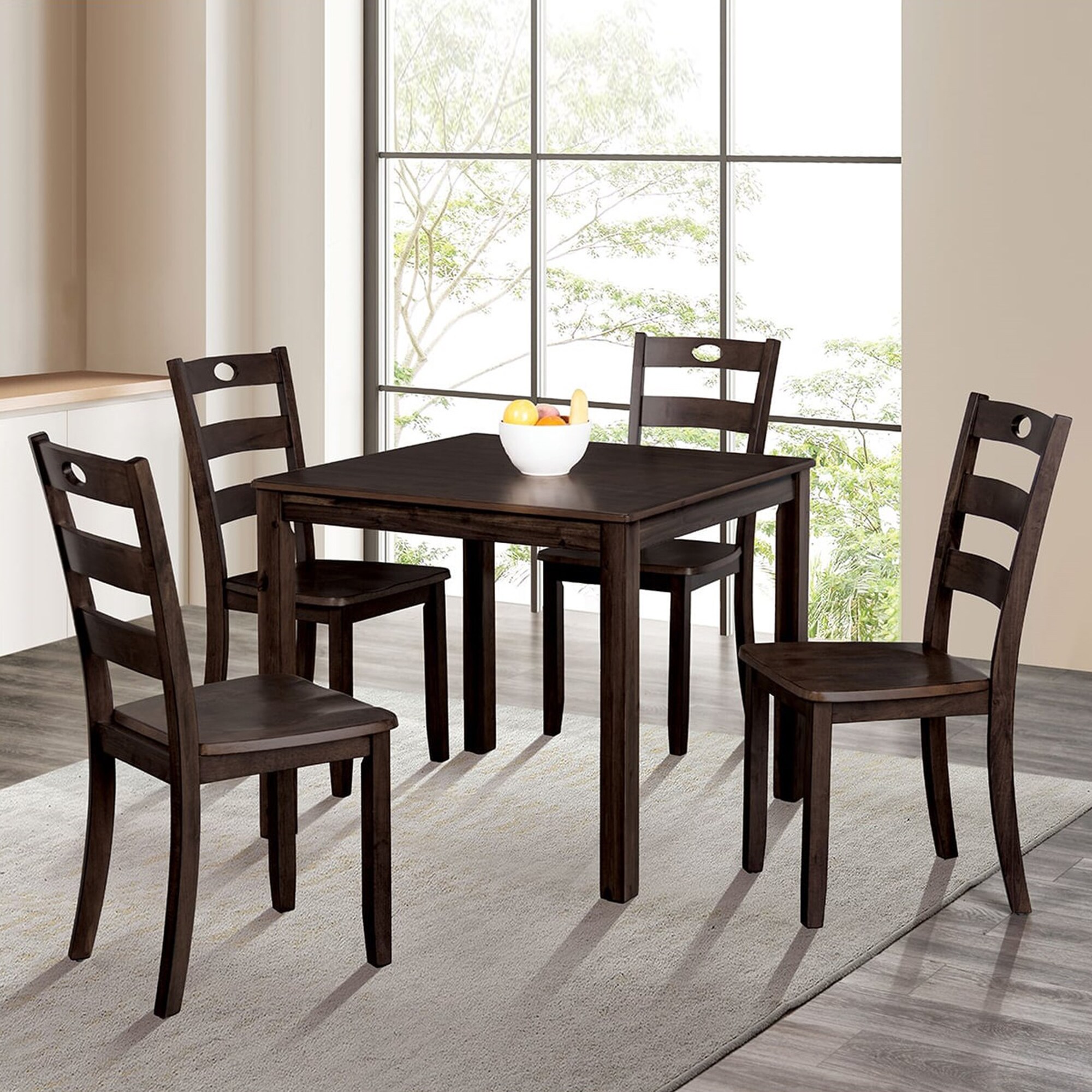 IHOMEadore MDFM3419EX-T-5PK Espresso Transitional Dining Room Set with Rectangular Table ( Seats 4 )