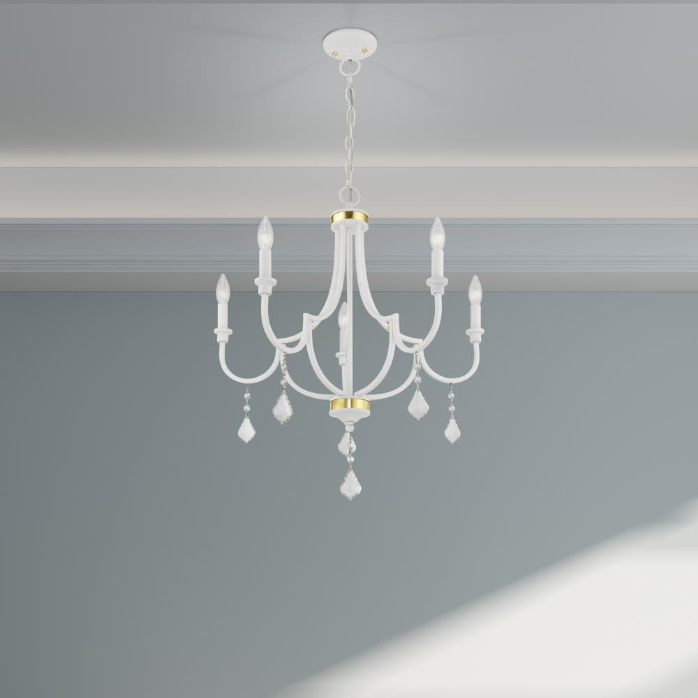 White Mini Crystal 5-Light Candelabra Chandelier