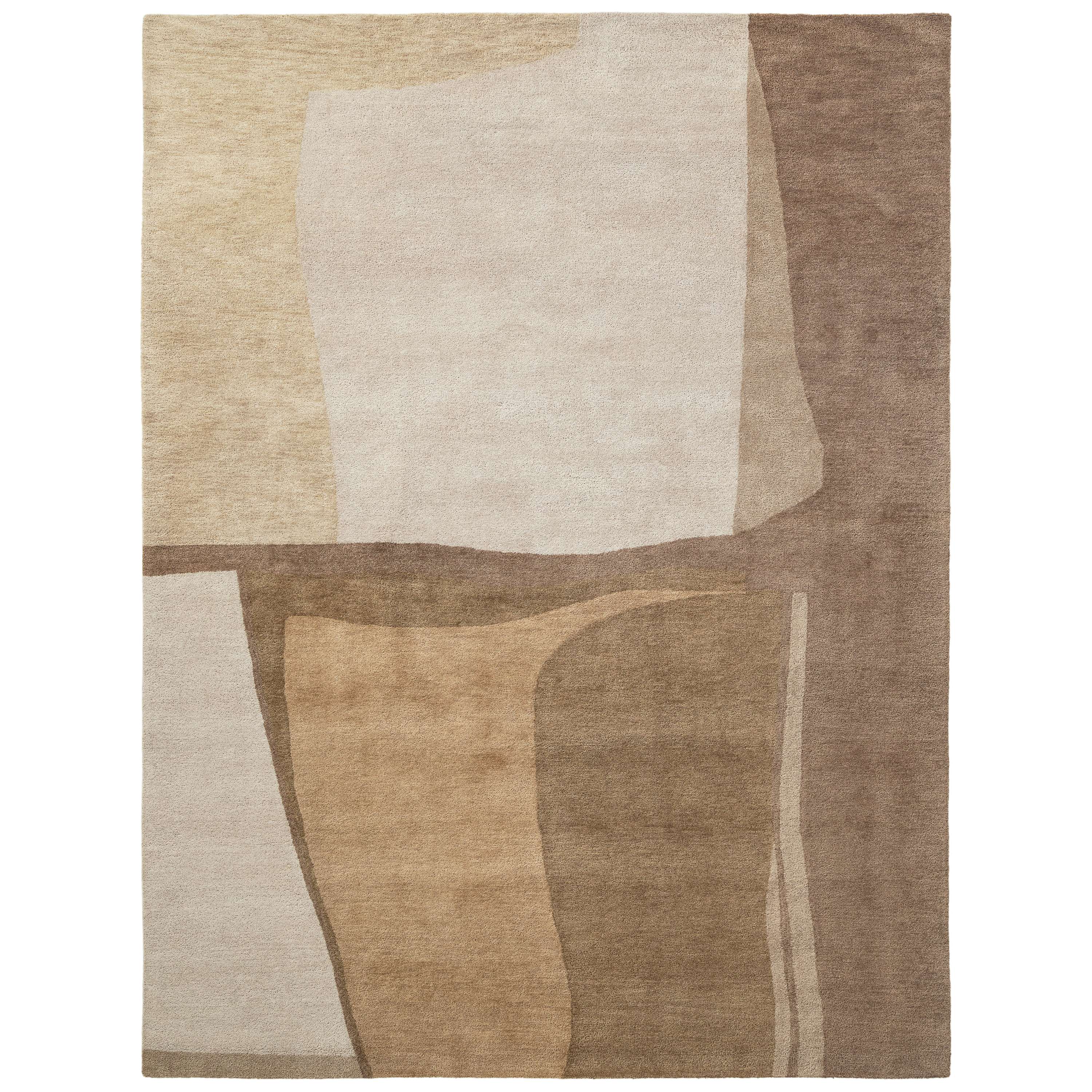 Obeetee SLN60908201SND Salina 6 x 9 (ft) Tufted Wool Sand Rectangular Indoor Abstract Area rug