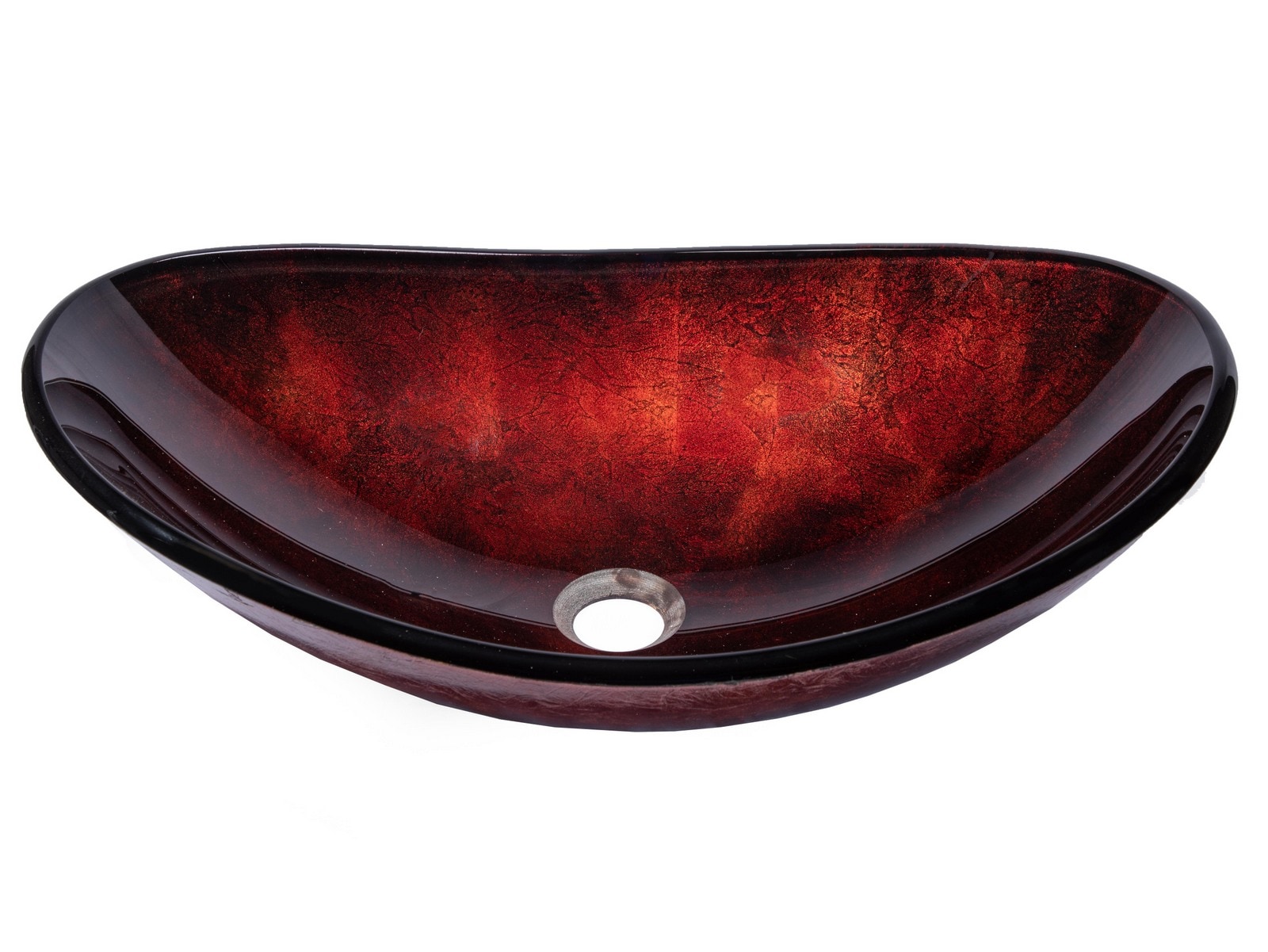 Red Copper Textured Glass Oval Vessel Sink