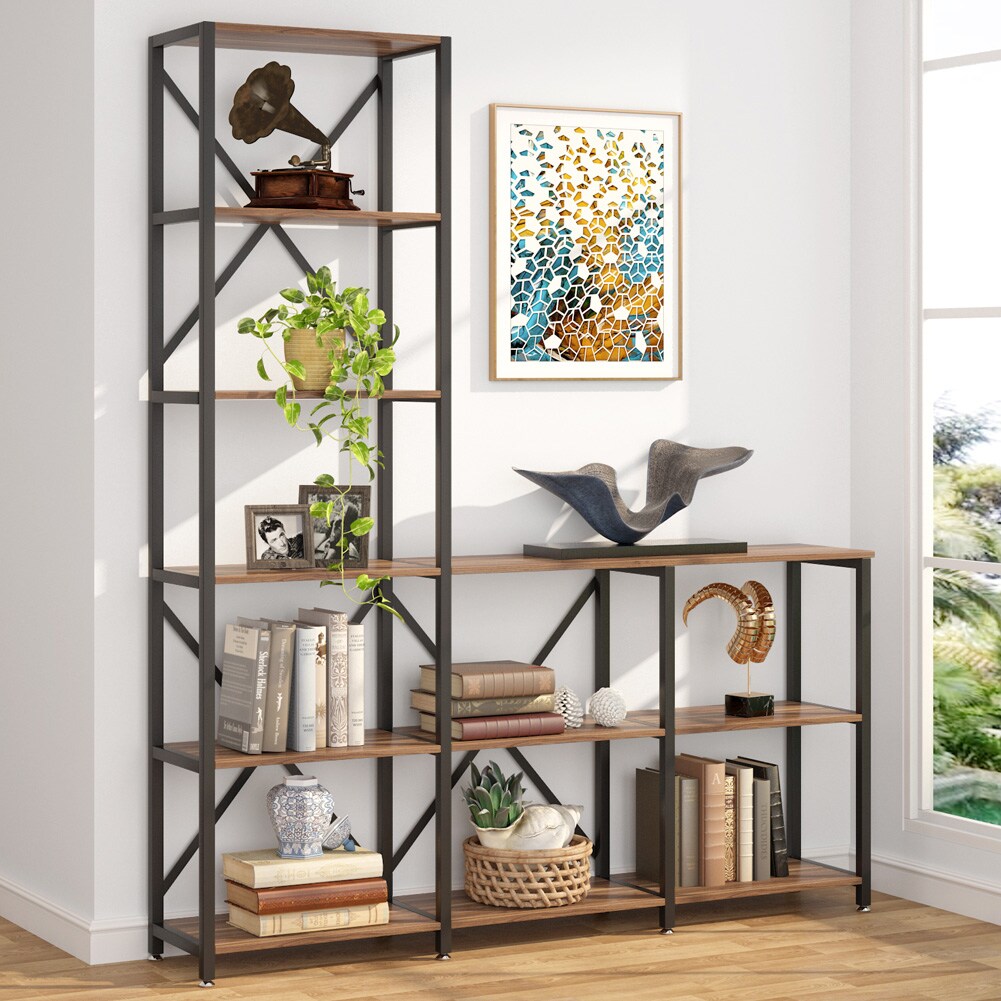 TribeSigns 6-Tier Bookshelf 70.9 inch Tall Bookcase, Vintage Industrial  12-Shelf Display Shelves