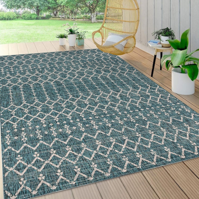 Jonathan Y Santa Monica 8 X 10 Teal, Outdoor All Weather Area Rugs