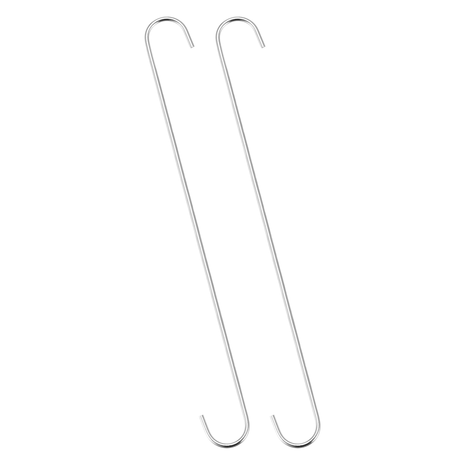 Unique Bargains S25112400UX0635 S Hanging Hooks 16inch/400mm Extra Long Steel Hanger Indoor Outdoor Uses for Garden Bathroom Closet Workshop Kitchen Silver Tone 2Pcs