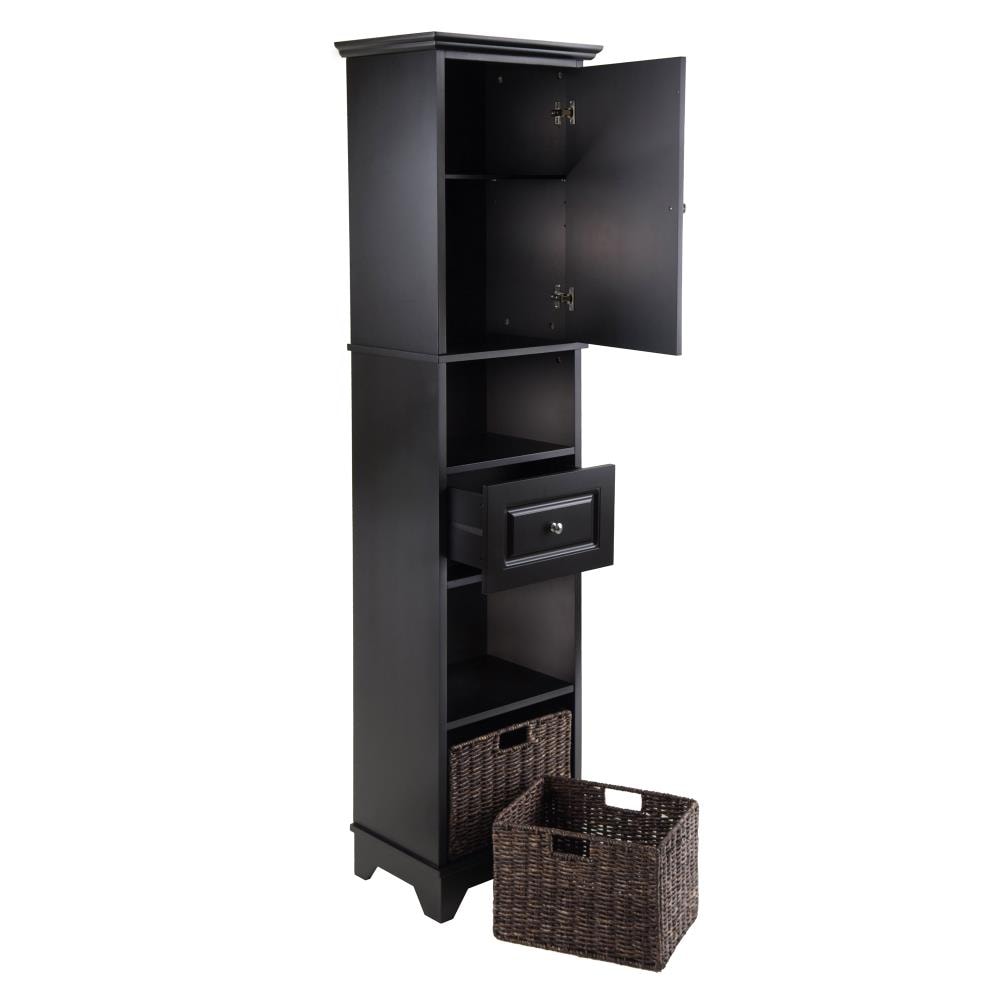 Winsome Wood Wyatt 18.11 in x 70.87 in x 12.99 in Black Freestanding Linen Cabinet at Lowes