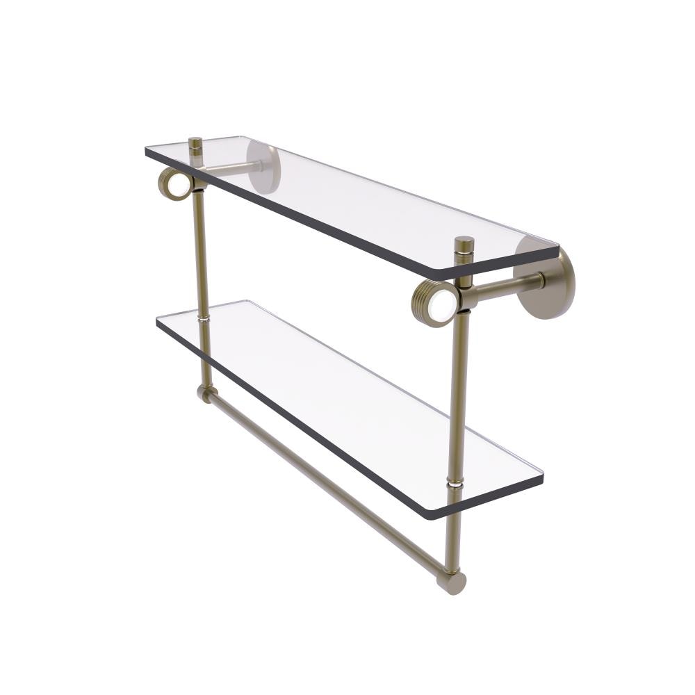 Allied Brass CV-2TBG-22-ABR Clearview Antique Brass 2 -Tier Wall mount Bathroom Shelf ( 22-in x 12.8-in x 5-in )