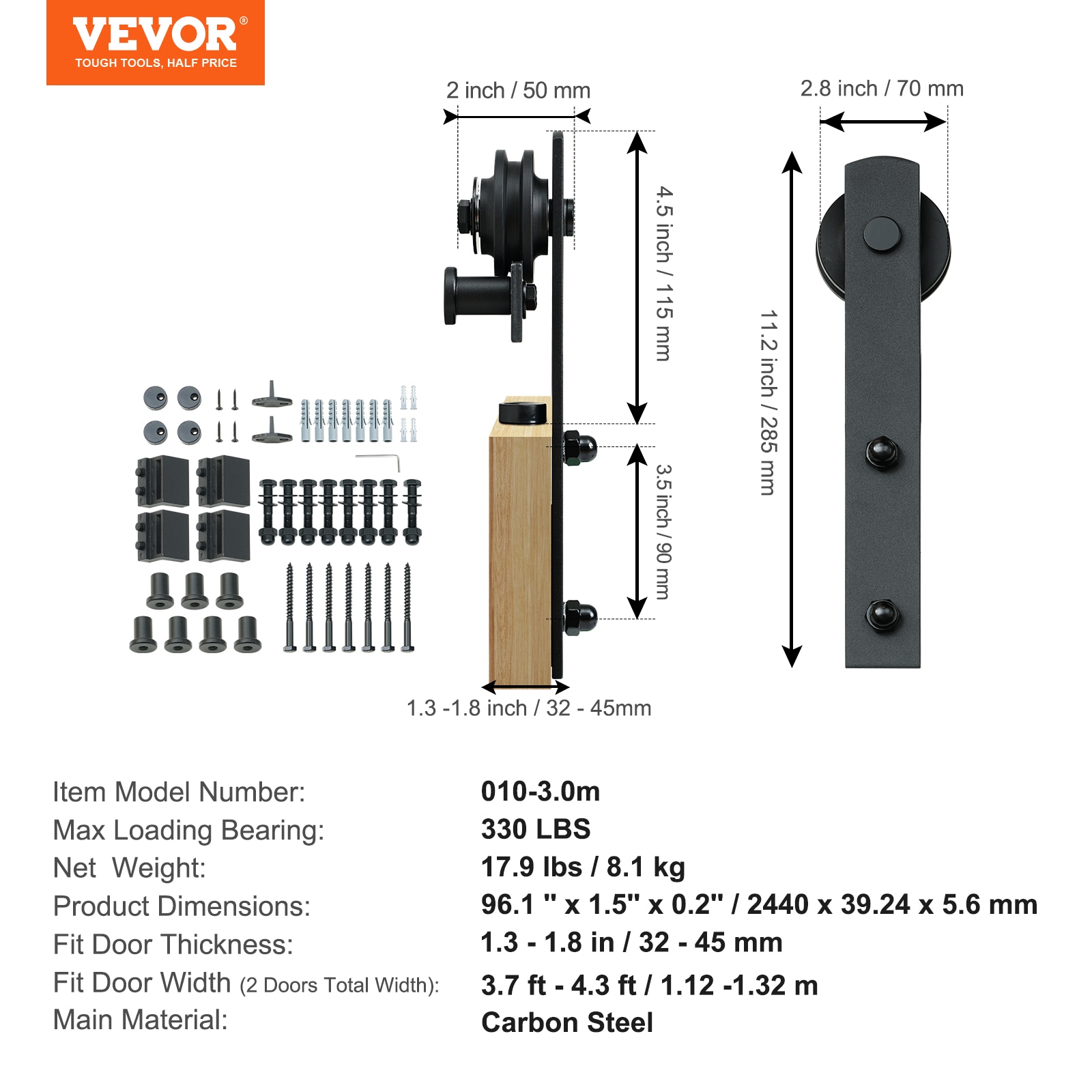 VEVOR GCYMWJTJHS8FD5SVJV0 Barn-Door-Roller-Kits - View #8