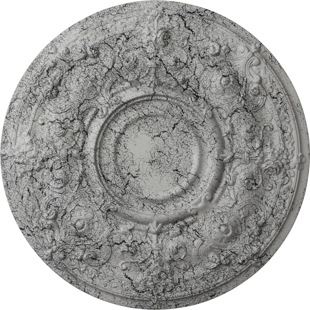 Ekena Millwork CM28OSUWC Oslo 28.125-in W x 28.125-in L Ultra Pure White Crackle Polyurethane Ceiling Medallion