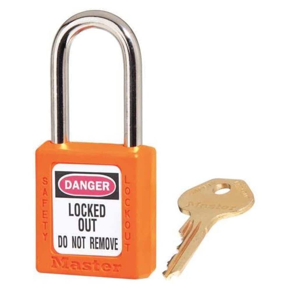 Master Lock Lockout Padlock Keyed Different Thermoplastic Standard Body Steel Orange PK6 #410S6ORJ