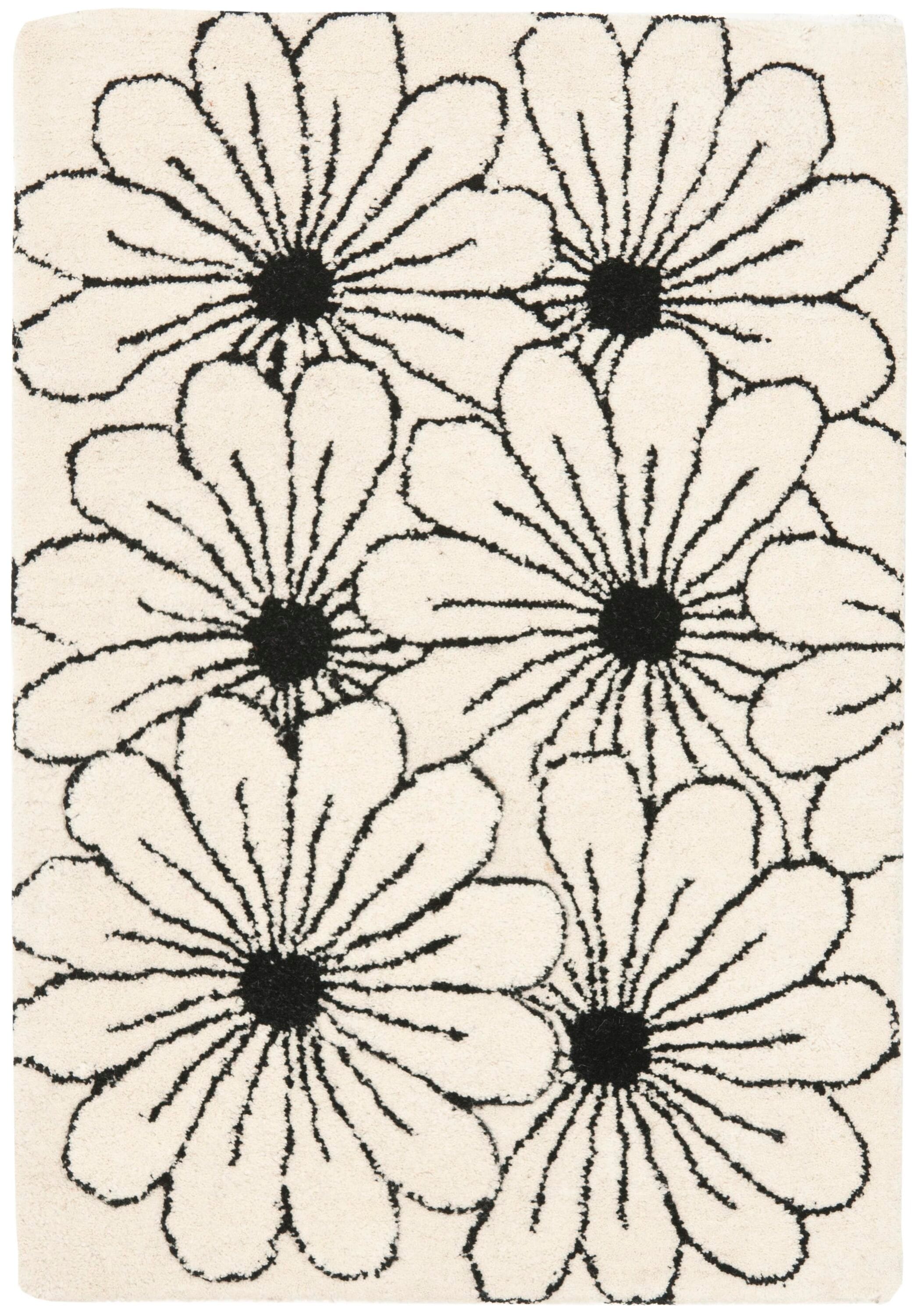 Ivory Handmade Round Tufted Wool and Viscose Rug, 2' x 3'