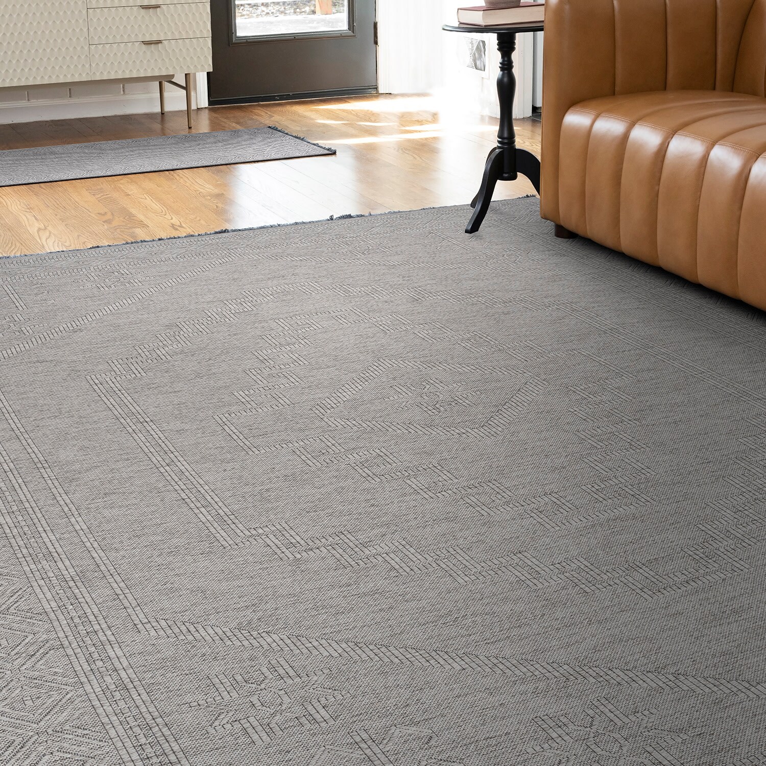 Tayse ALM2468 9X12 Alma 9 x 12 (ft) Loomed Cotton Stone Grey Rectangular Indoor Geometric Mid-Century Modern Machine washable Area rug