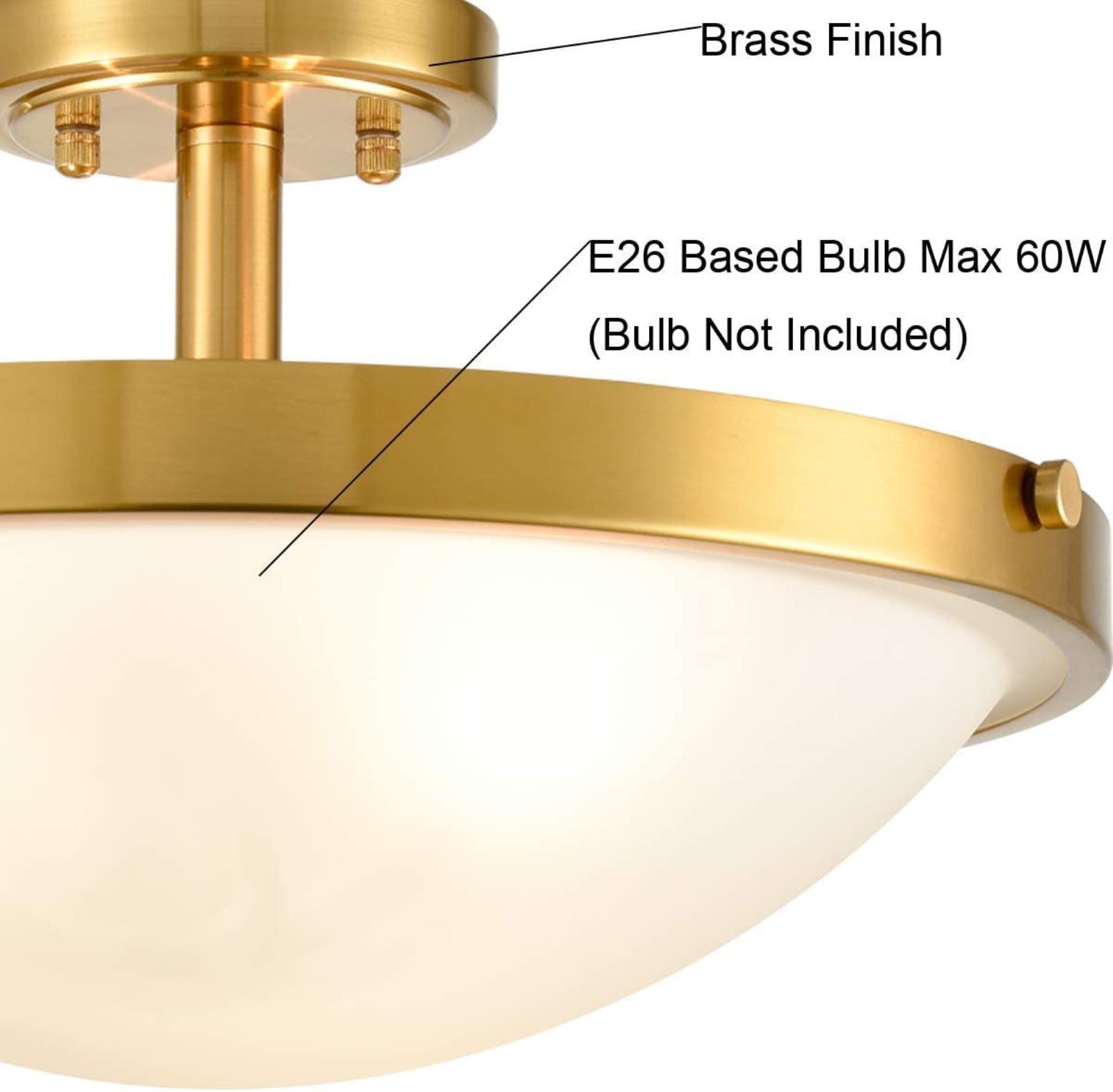 Tiffany Brushed Brass and Frosted Glass Bowl Semi Flush Mount Light