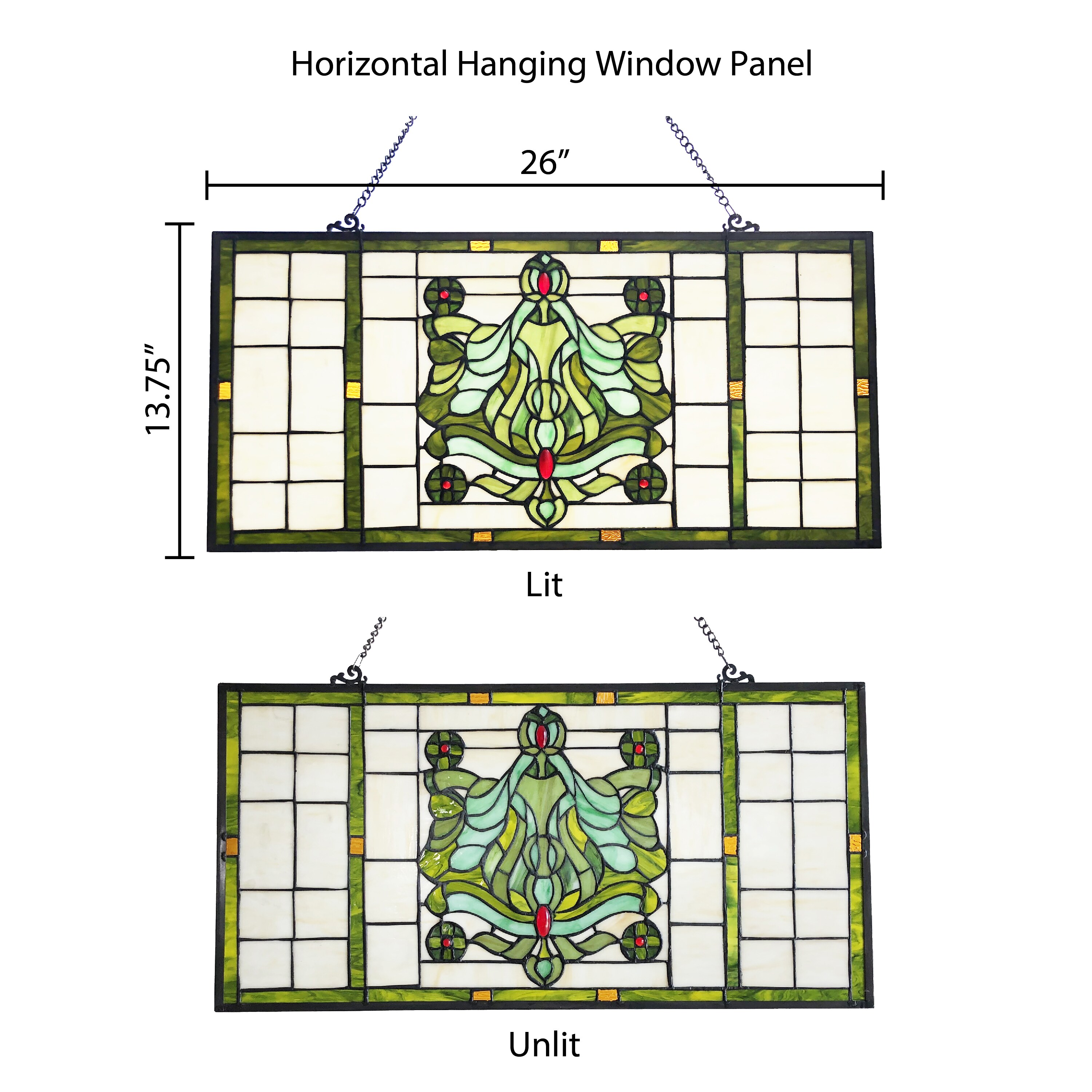 River of Goods 13.75-in H x 26-in W Green,Brown,Ivory Stained Glass ...