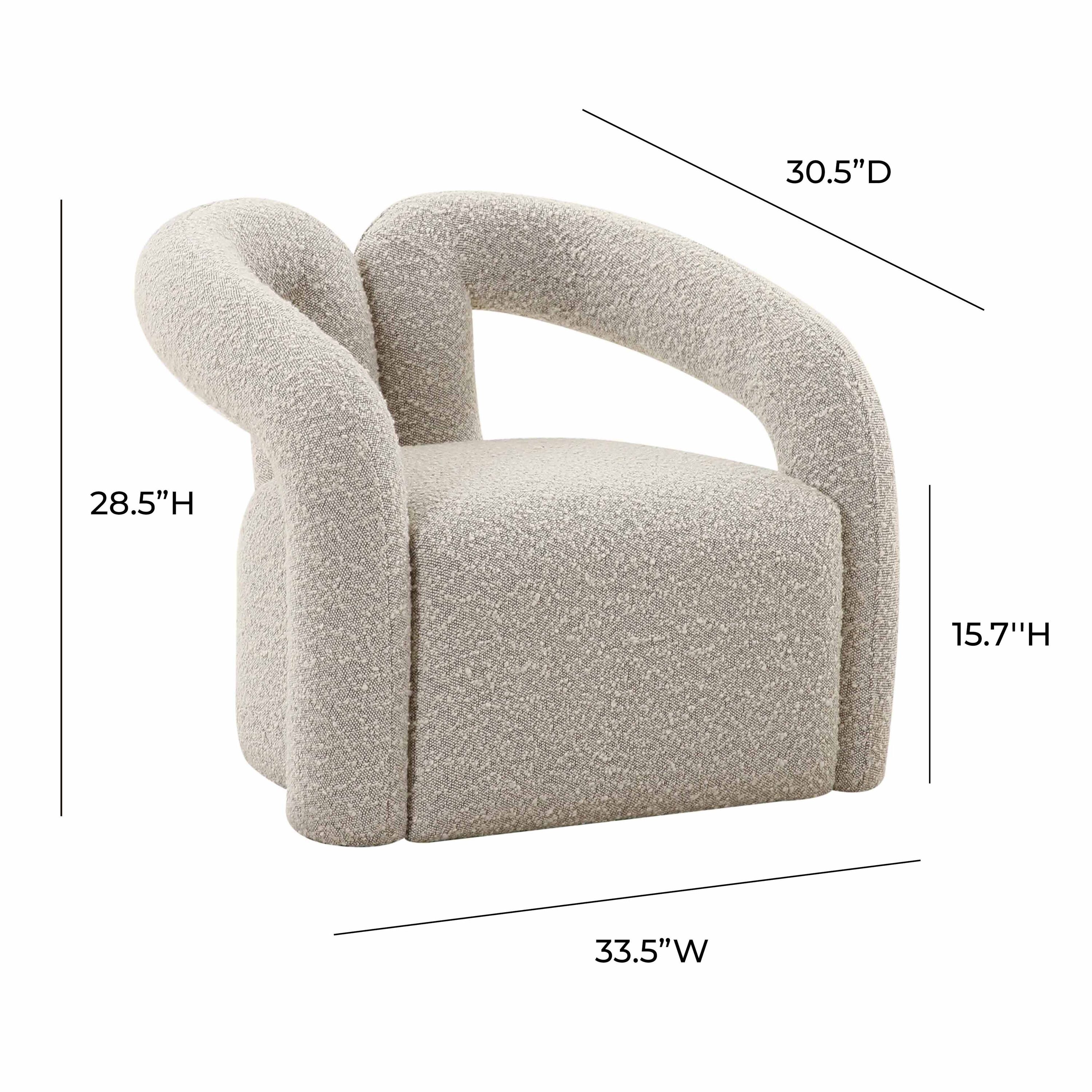 Cream Speckled Boucle Barrel Accent Chair