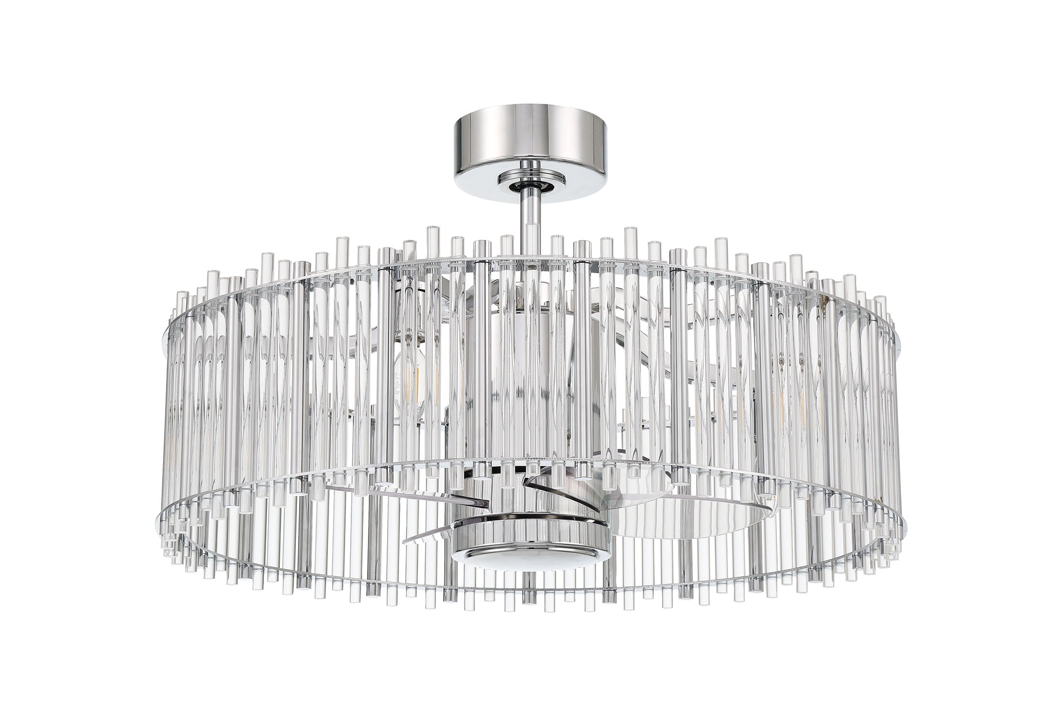 Craftmade RVL28CH4 Reveal 28-in Smart Chrome with Clear Acrylic Blades Fandelier Ceiling Fan With Light - Remote Included ( 4 -Blade )