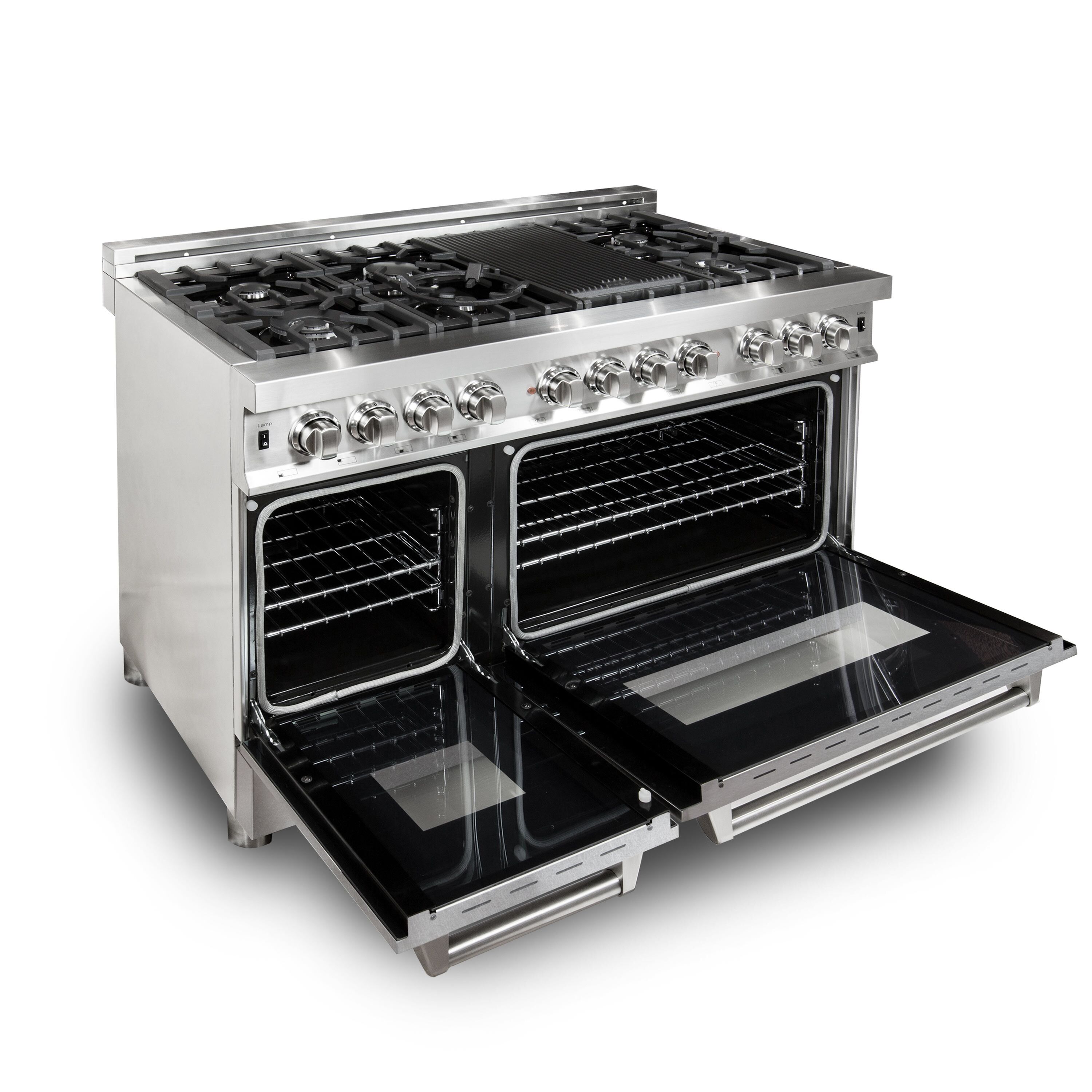 48" Stainless Steel Dual Fuel Range with 7 Burners and Griddle
