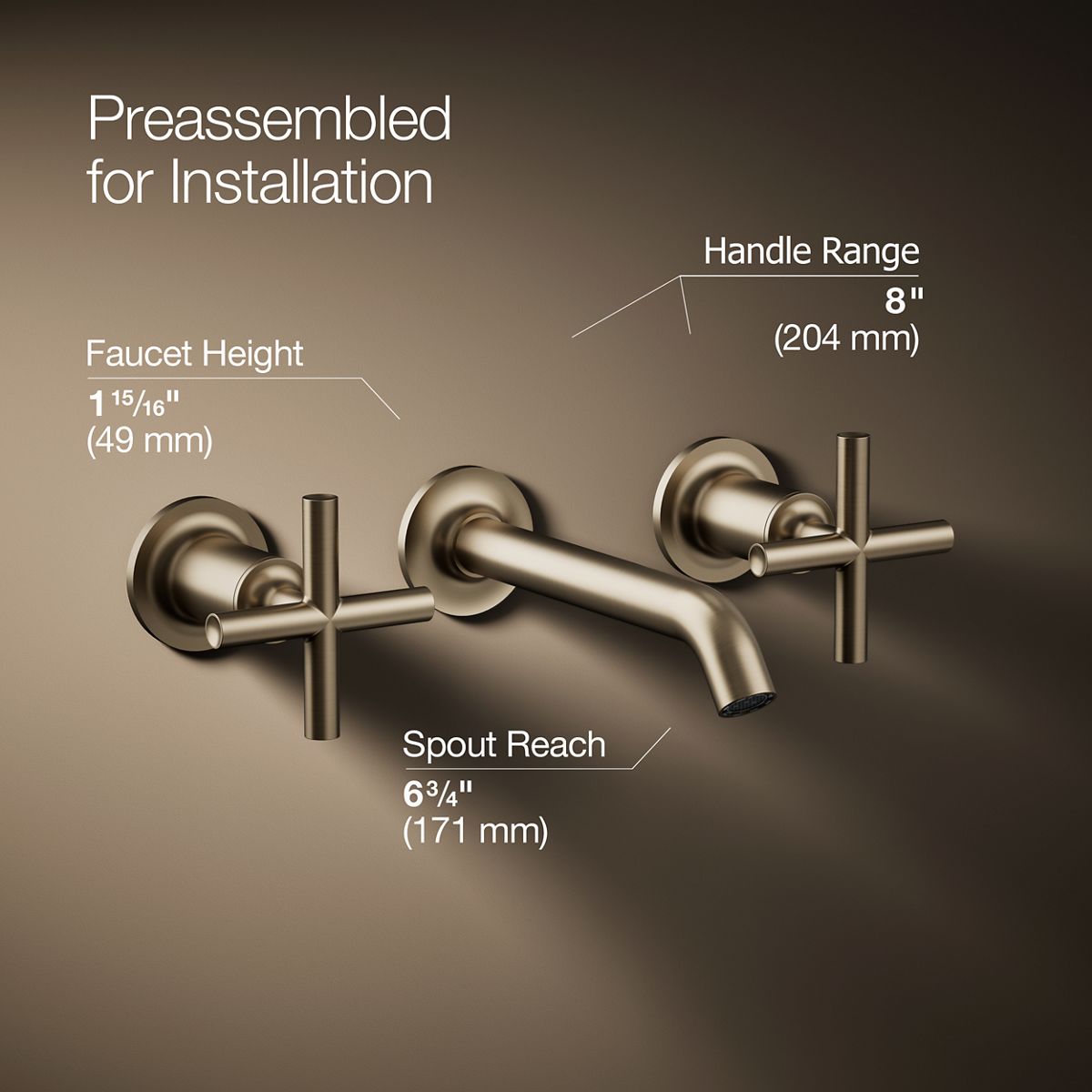 Purist Vibrant Brushed Bronze Double Handle Wall-Mount Bathroom Faucet