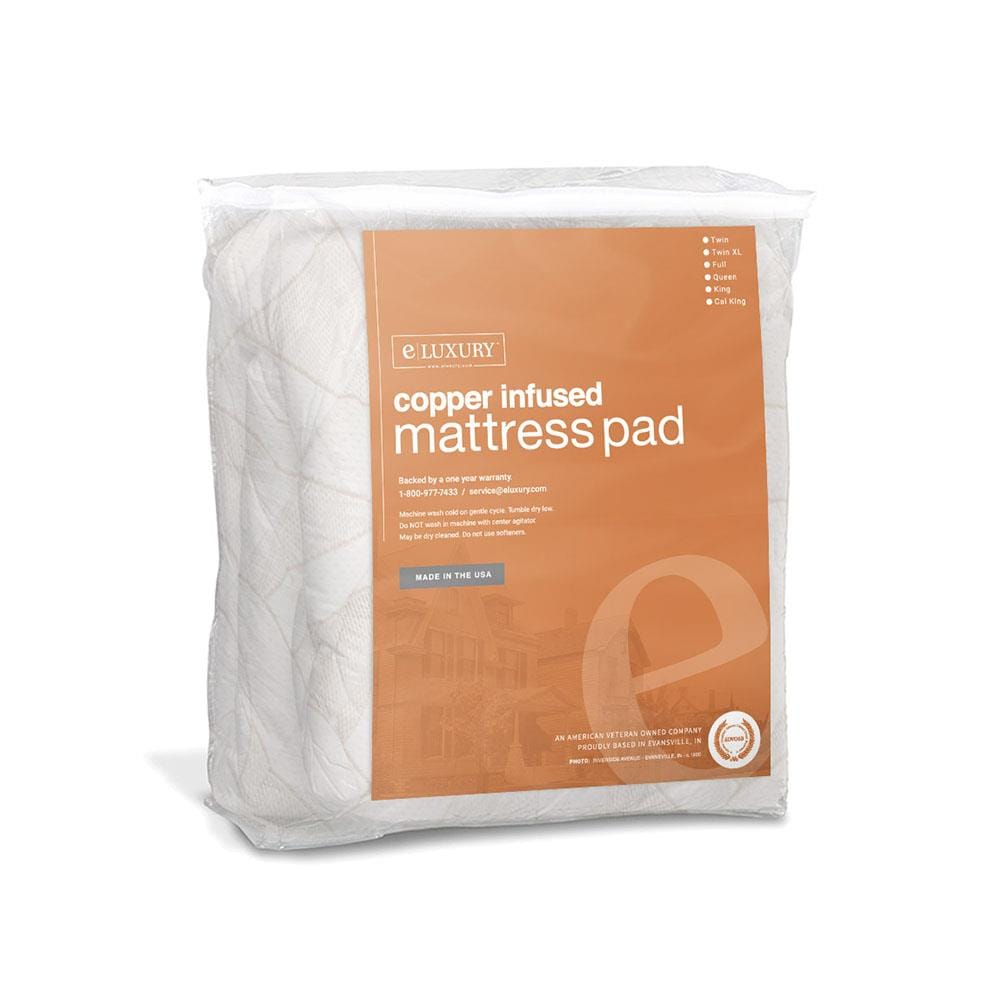 eLuxury COPPERPADTL 1.5-in D Polyester Twin Extra Long Hypoallergenic Mattress Cover