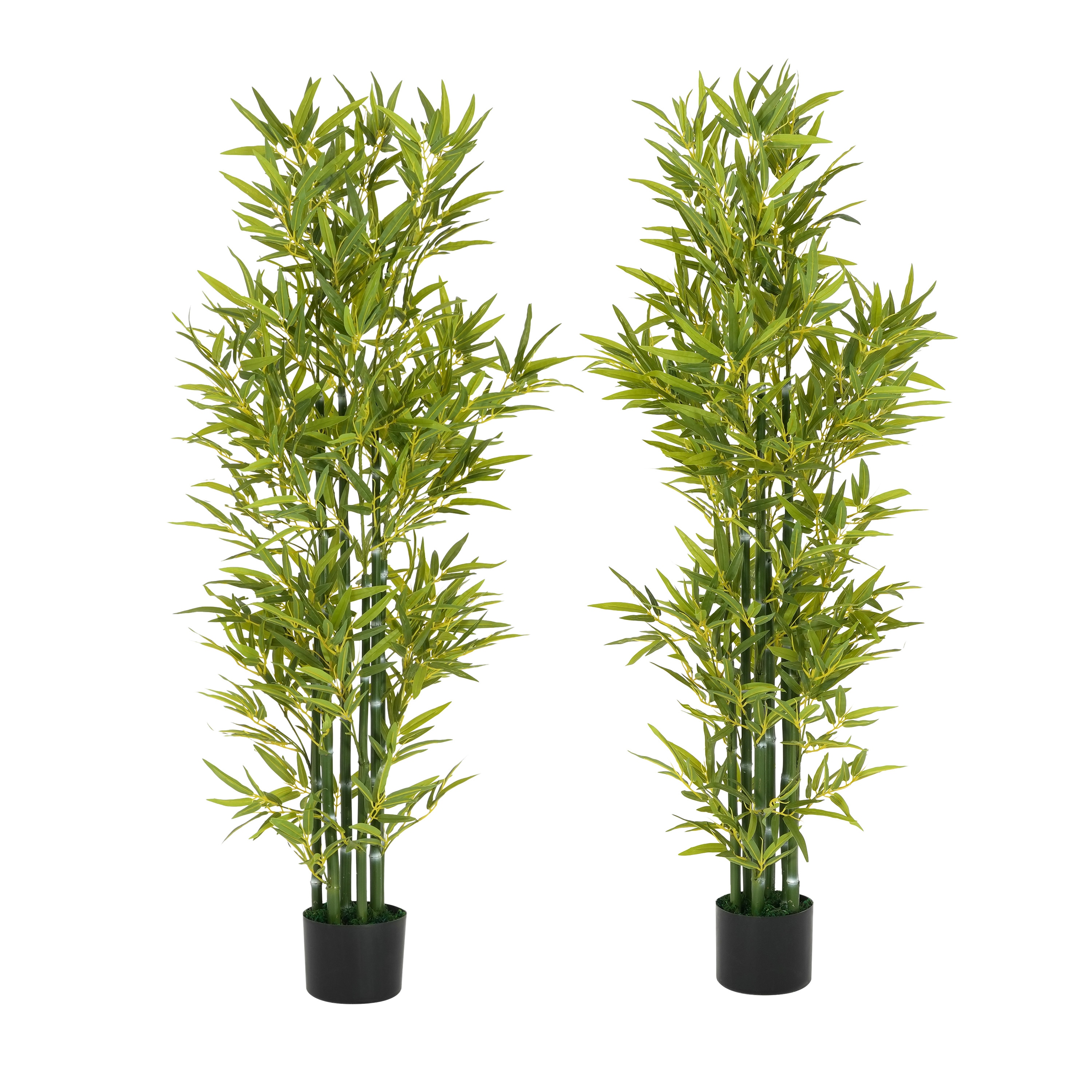Huluwat XJ 5ft Artificial Bamboo Plant Set of 2 Pre Potted Realistic Faux Bamboo Green Decoration for Home Office
