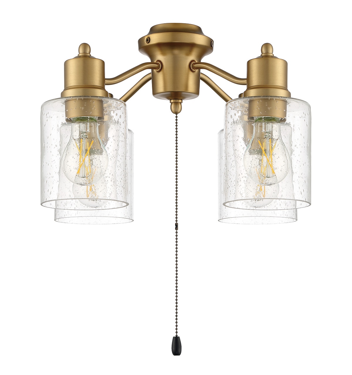 Satin Brass 17" LED Ceiling Fan Light Kit with Clear Seeded Glass